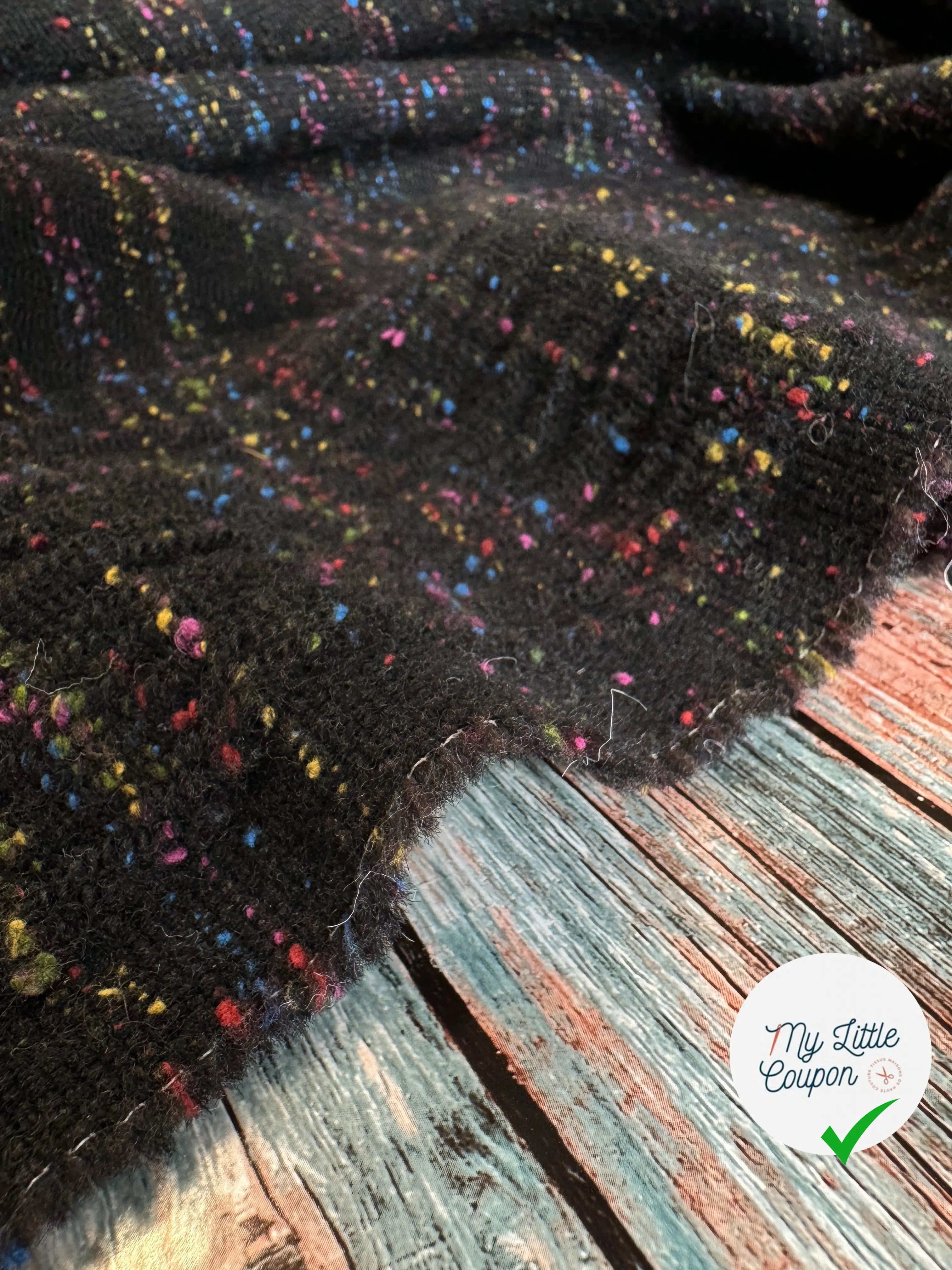 LAINAGE STRECTH MOUCHETÉ MULTICOLOR 70% LAINE - My Little Coupon