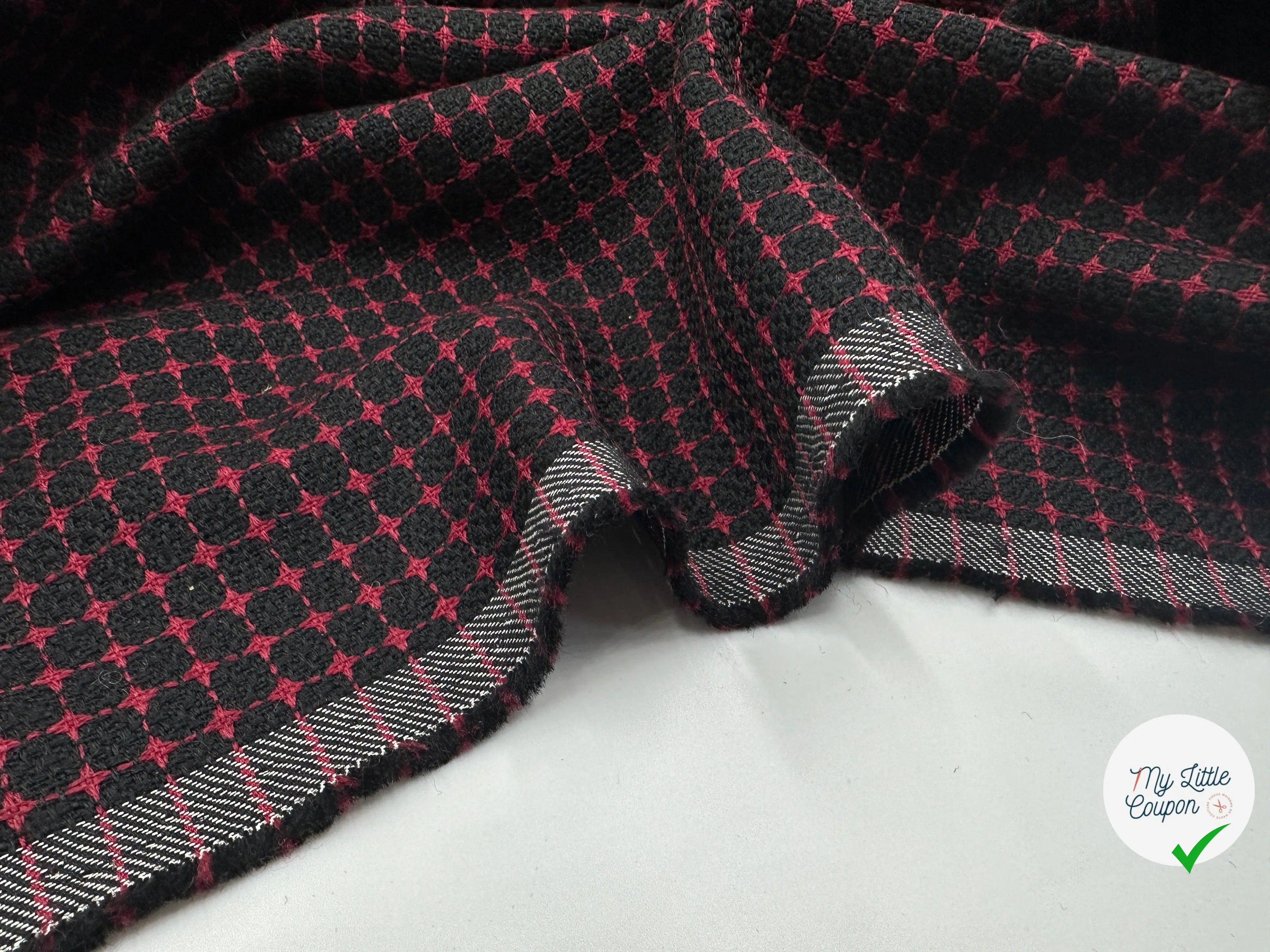LAINAGE TAILLEUR DE PRINTEMPS ROUGE ET NOIR - My Little Coupon - tissu - coudre
