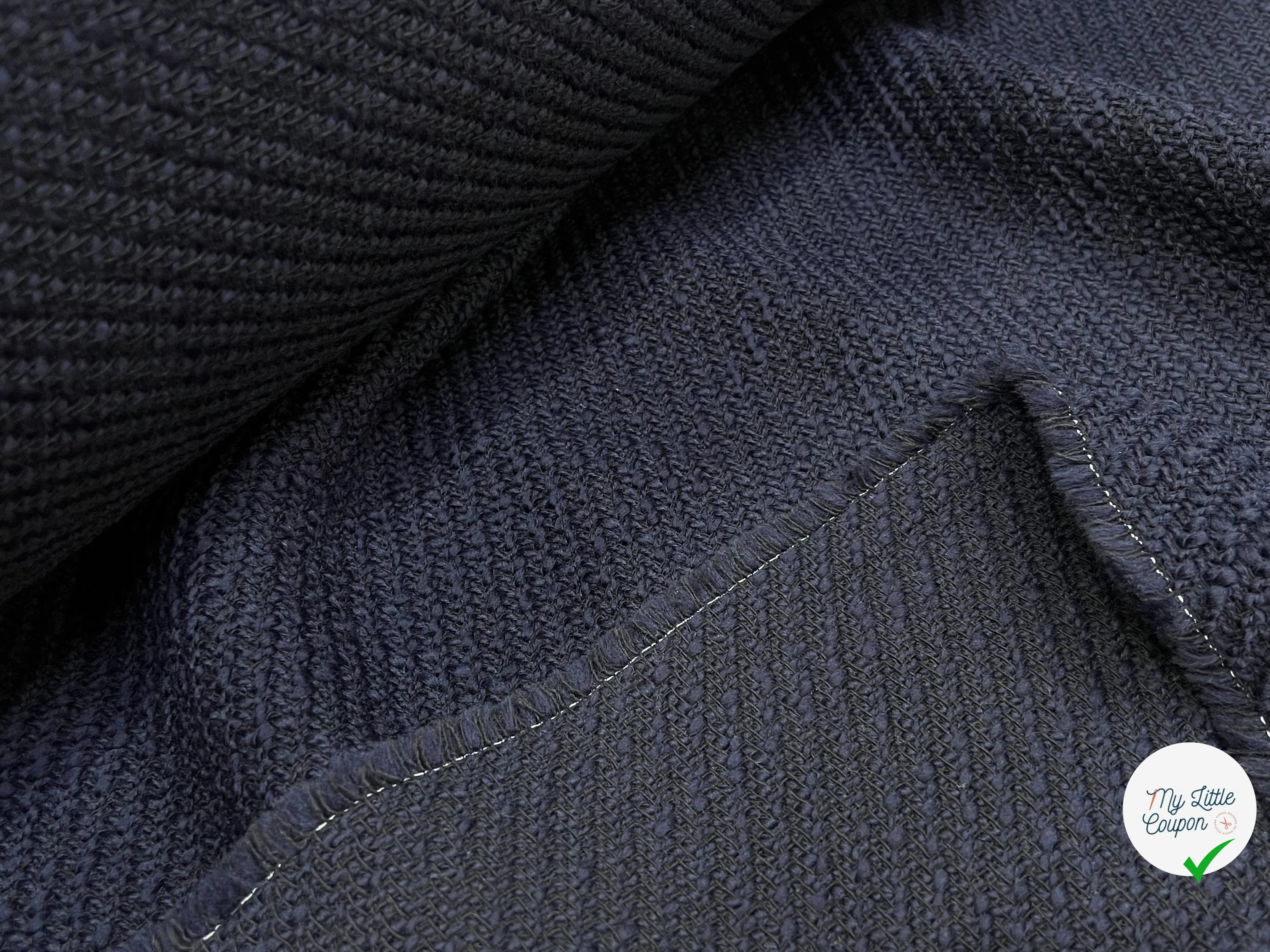 LAINAGE TRICOTÉ SERGÉ NAVY/ NOIR - My Little Coupon