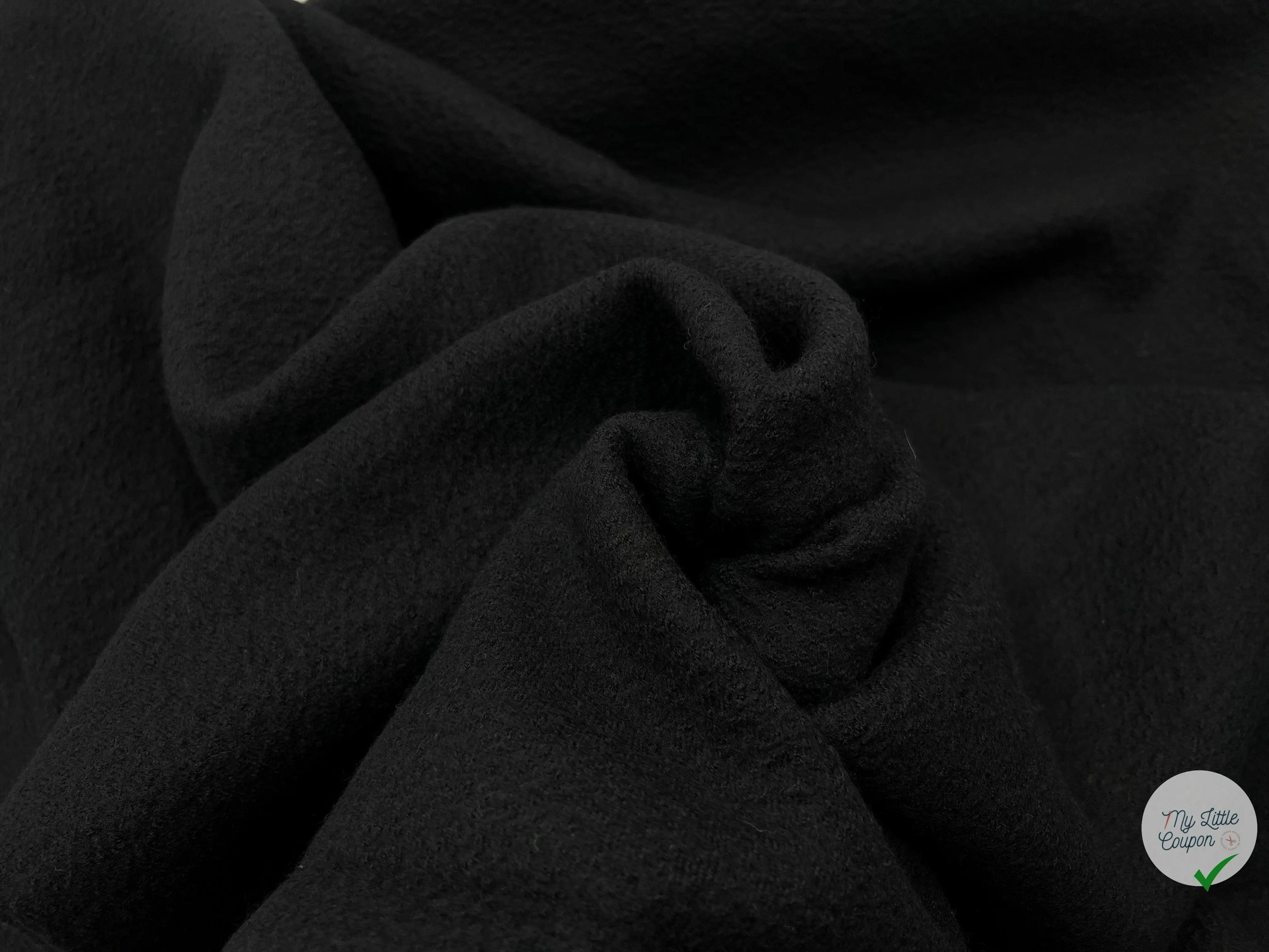 LAINE BOUILLIE NOIR BLACK - coupon de tissu de 3 mètres - My Little Coupon - tissu - coudre