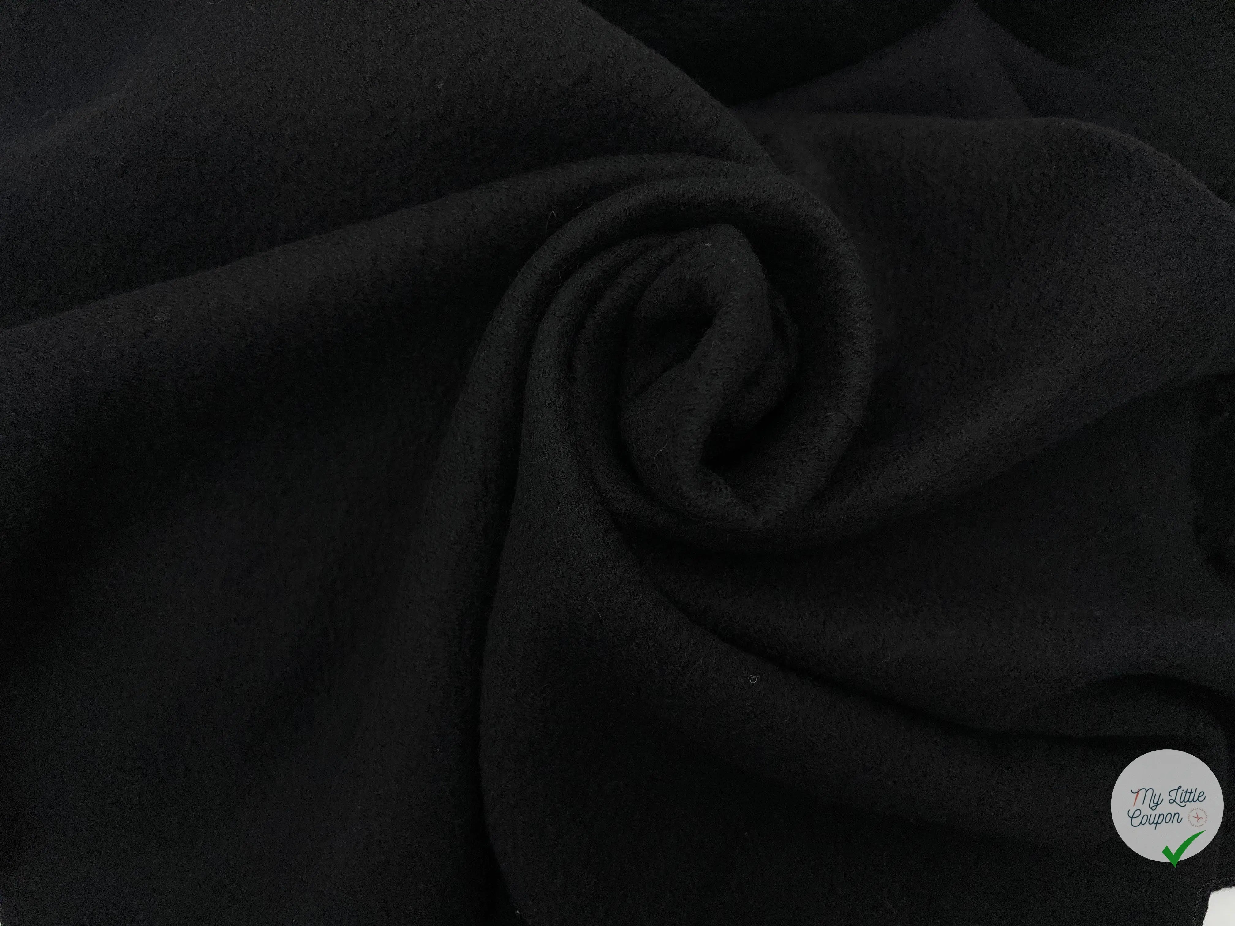 LAINE BOUILLIE NOIR BLACK - coupon de tissu de 3 mètres - My Little Coupon - tissu - coudre