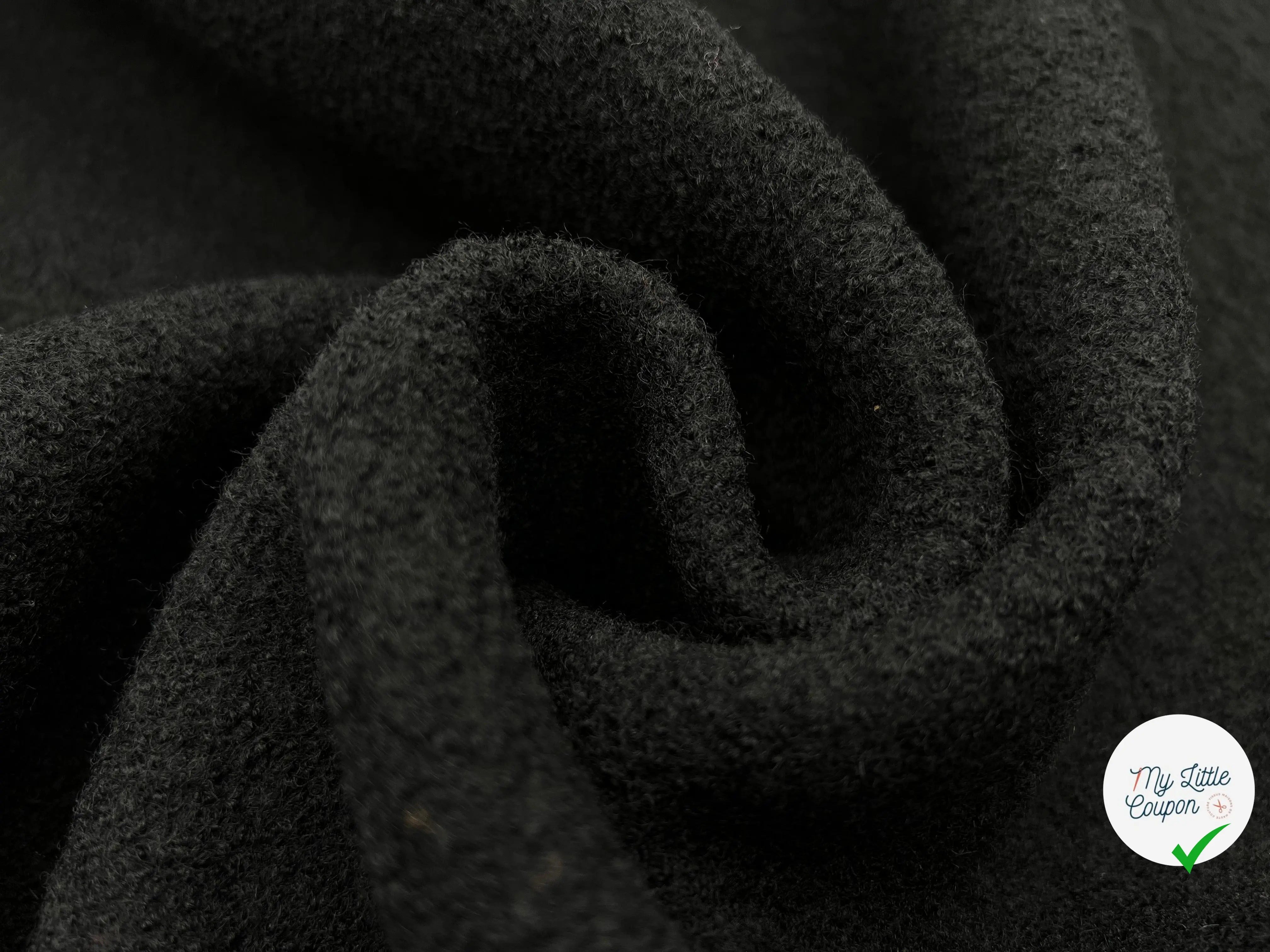 LAINE BOUILLIE NOIR QUALITÉ COUTURE 100% LAINE - My Little Coupon - tissu - coudre