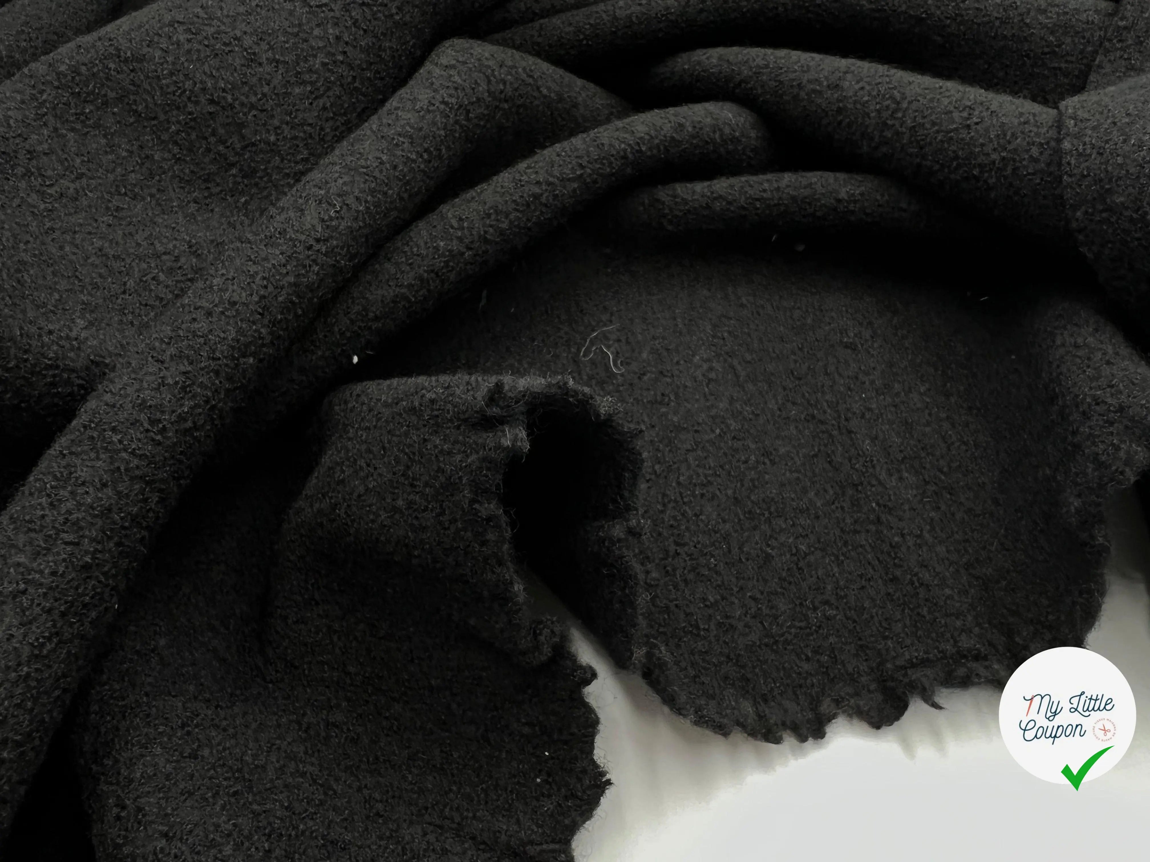 LAINE BOUILLIE NOIR QUALITÉ COUTURE 100% LAINE - My Little Coupon - tissu - coudre