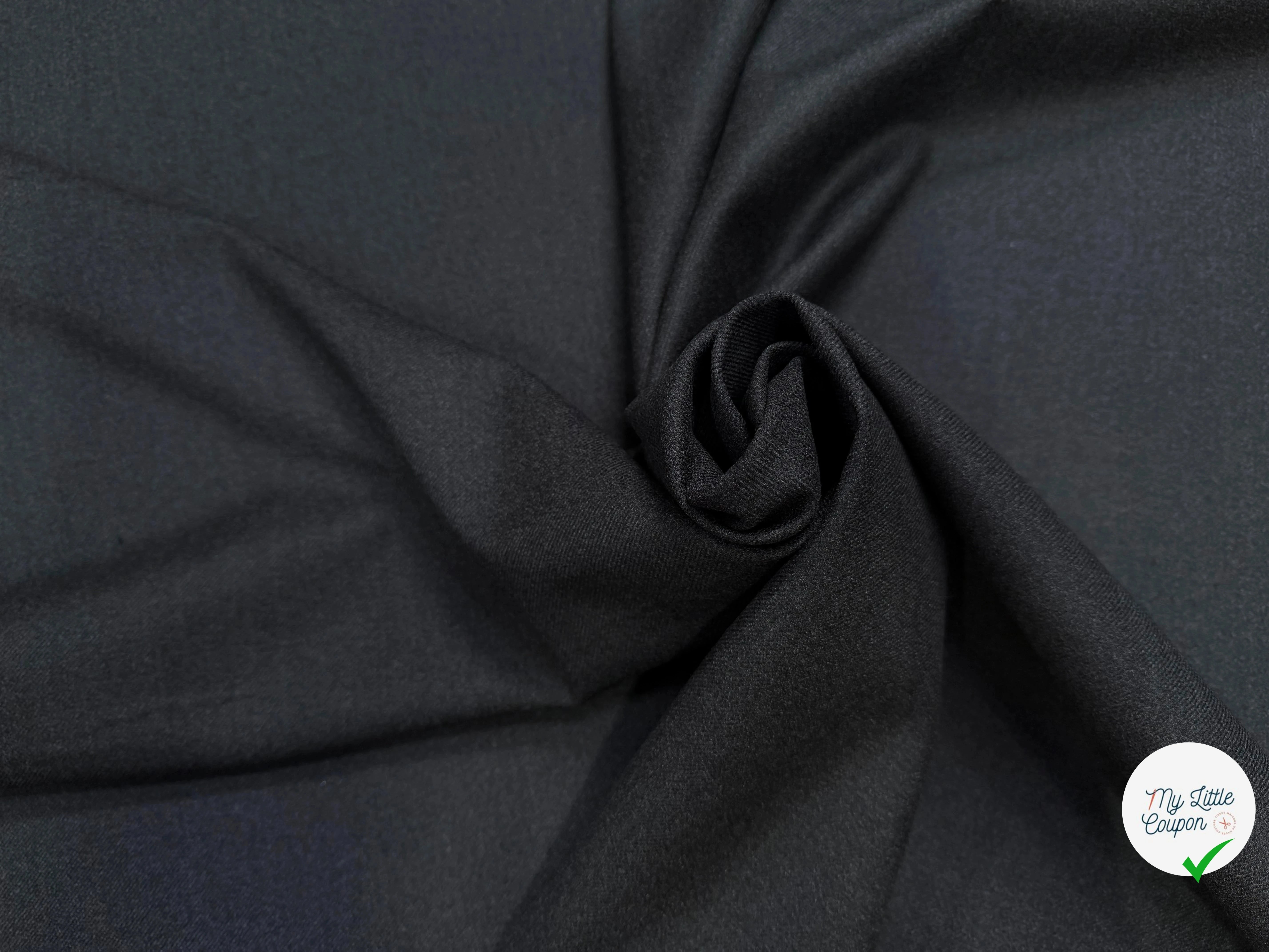 LAINE SERGÉE GRIS FONCÉ STRETCH 92% LAINE VIERGE - My Little Coupon