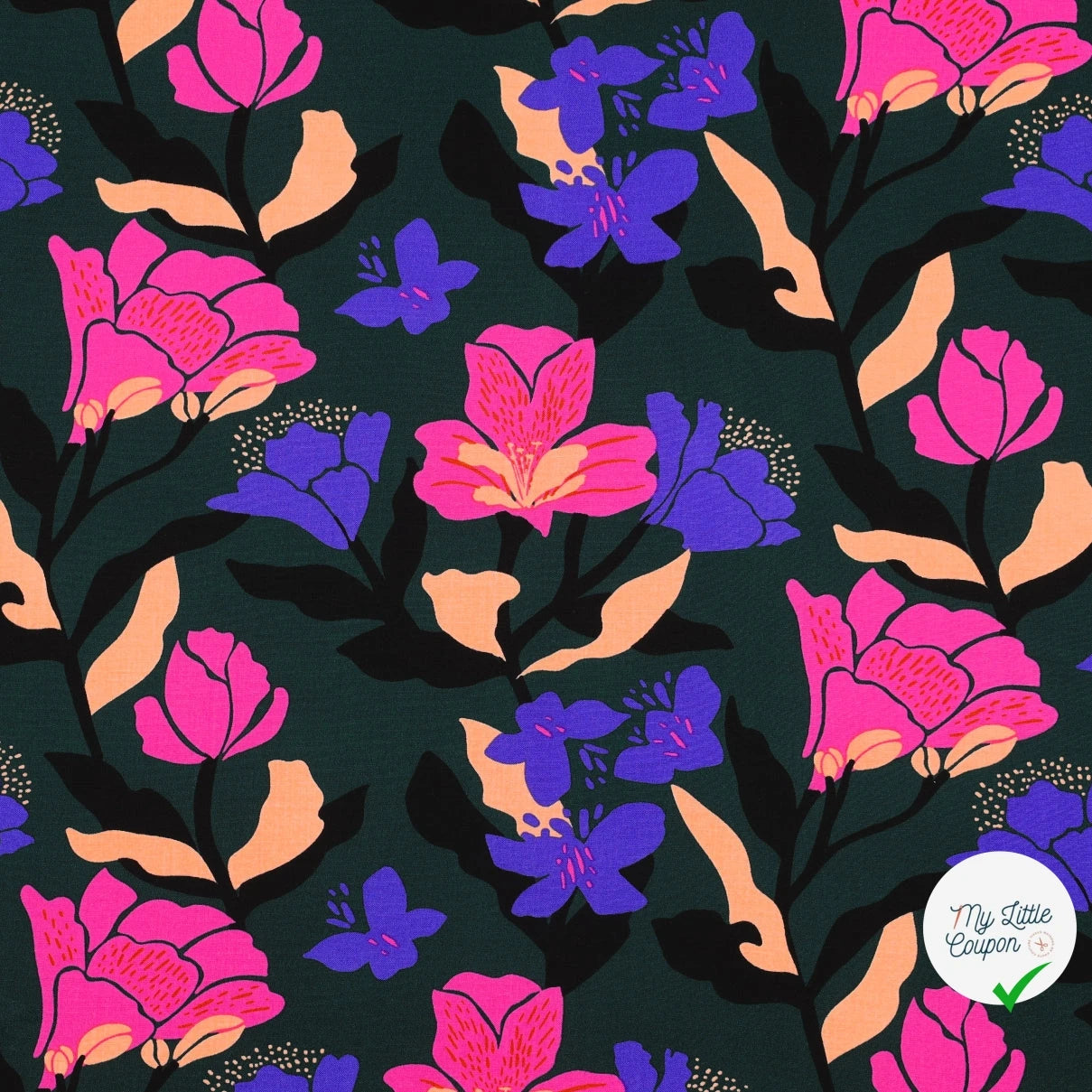 LENZING™ ECOVERO™ AMIRA FLORAL NERID – DARK GREEN - My Little Coupon