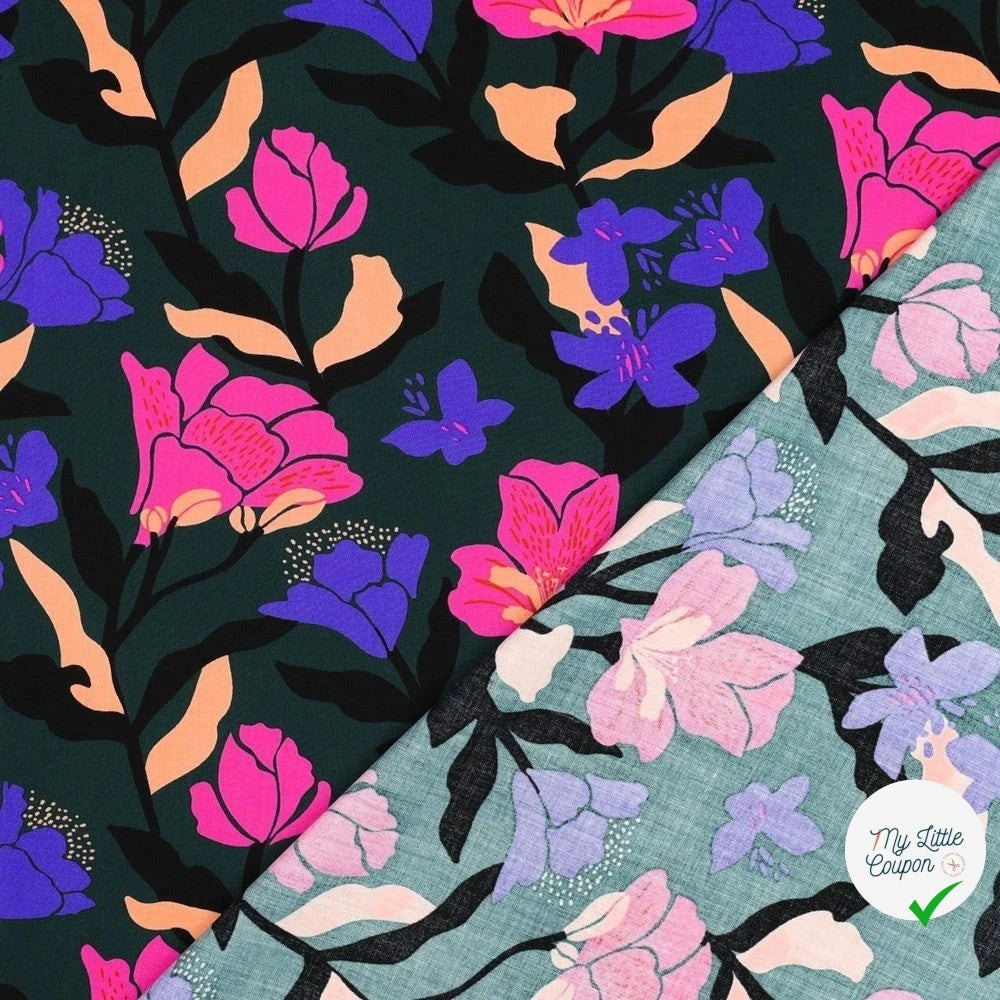 LENZING™ ECOVERO™ AMIRA FLORAL NERID – DARK GREEN - My Little Coupon