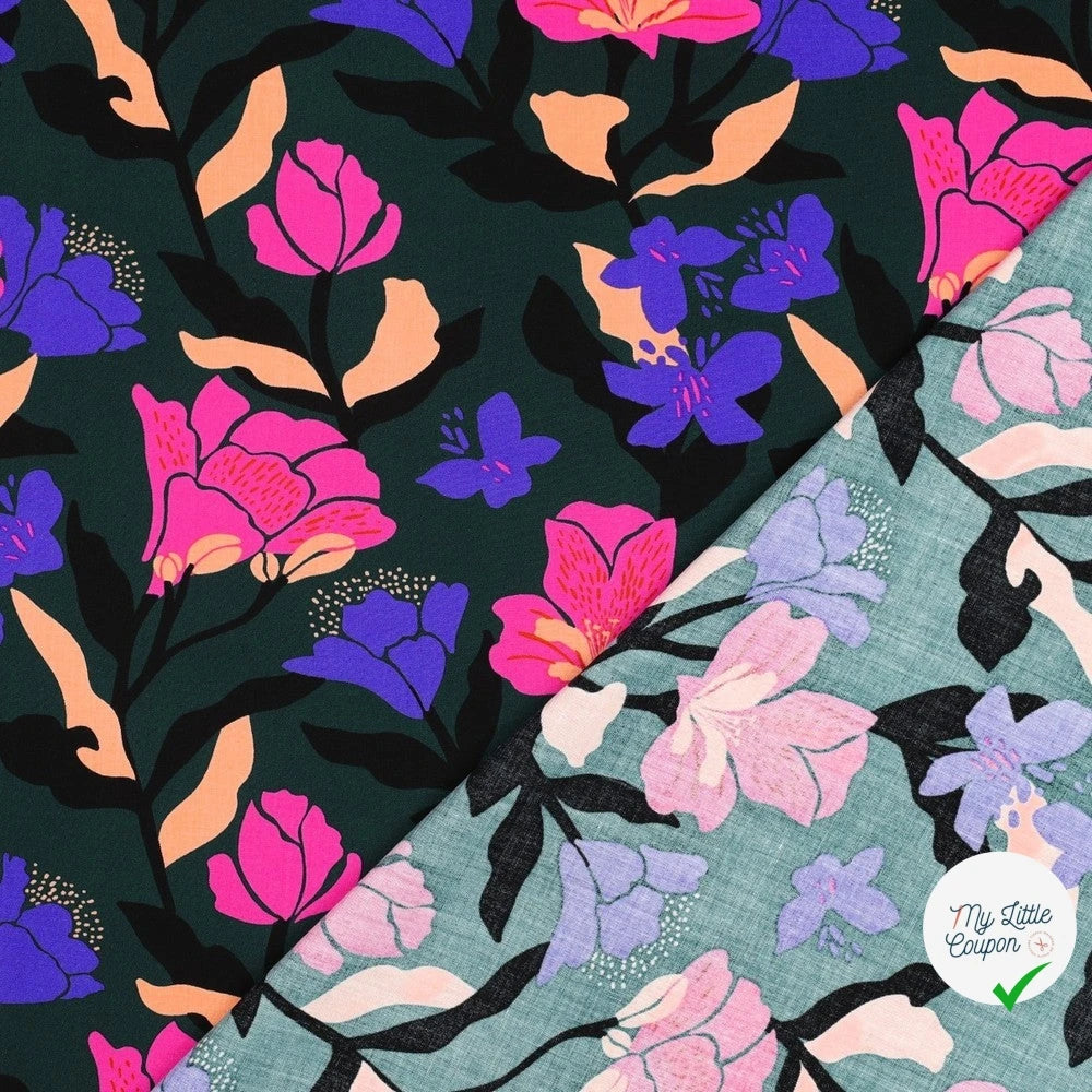 LENZING™ ECOVERO™ AMIRA FLORAL NERID – DARK GREEN - My Little Coupon