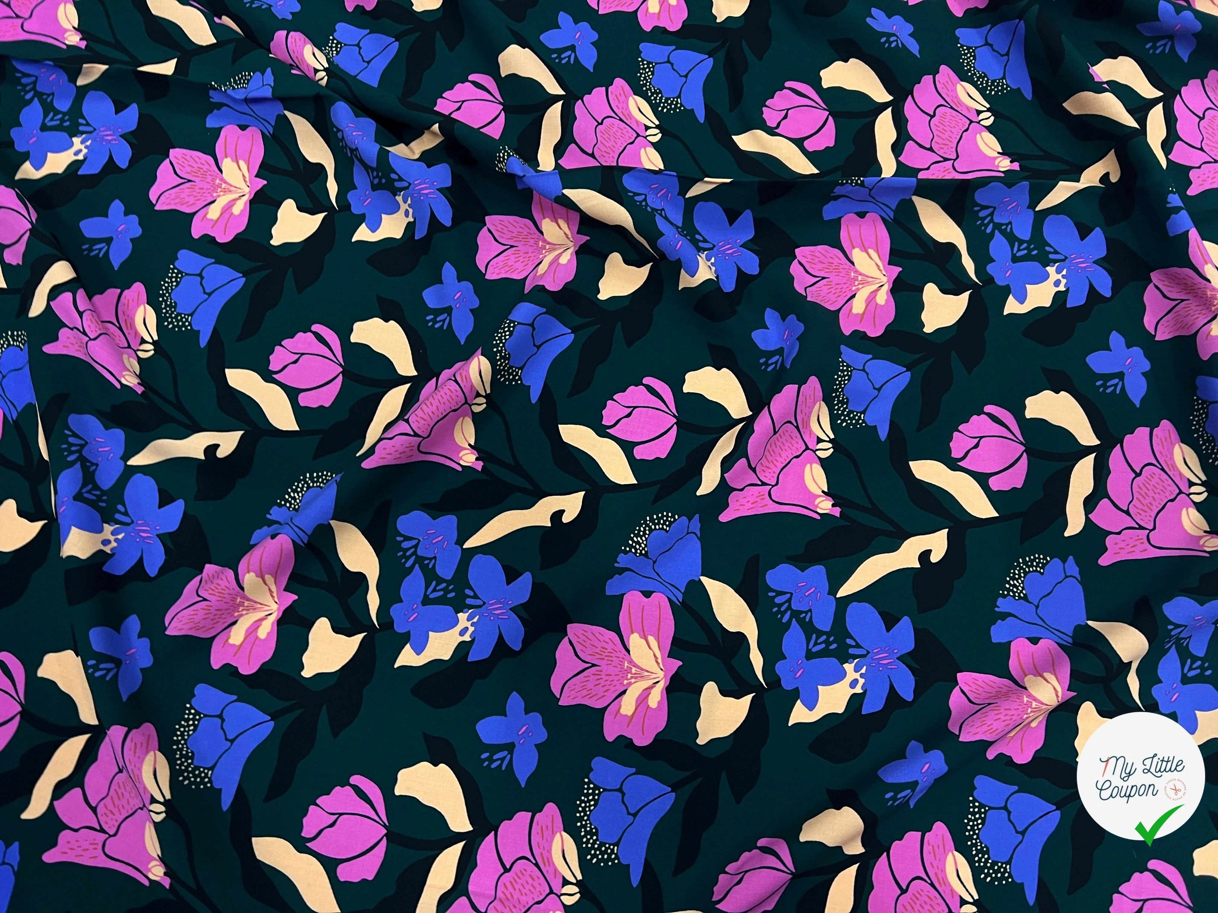LENZING™ ECOVERO™ AMIRA FLORAL NERID – DARK GREEN - My Little Coupon