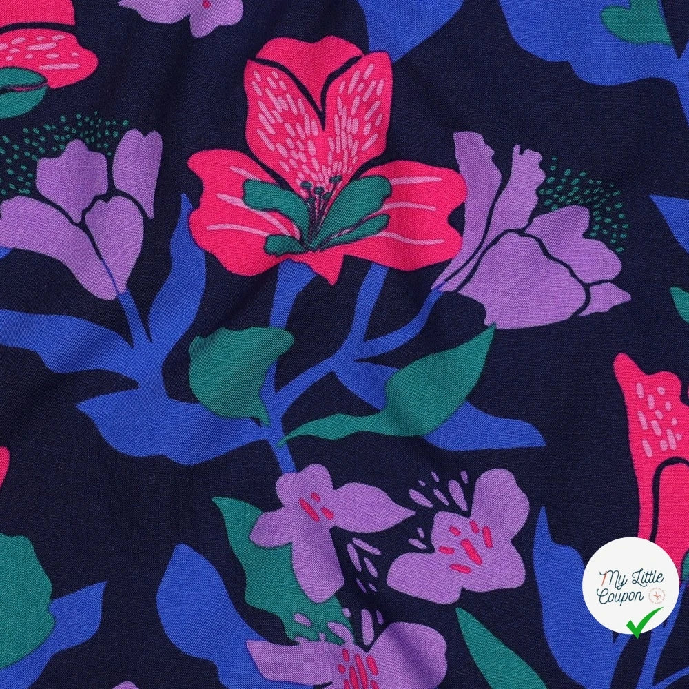 LENZING™ ECOVERO™ AMIRA FLORAL NERID – NAVY - My Little Coupon