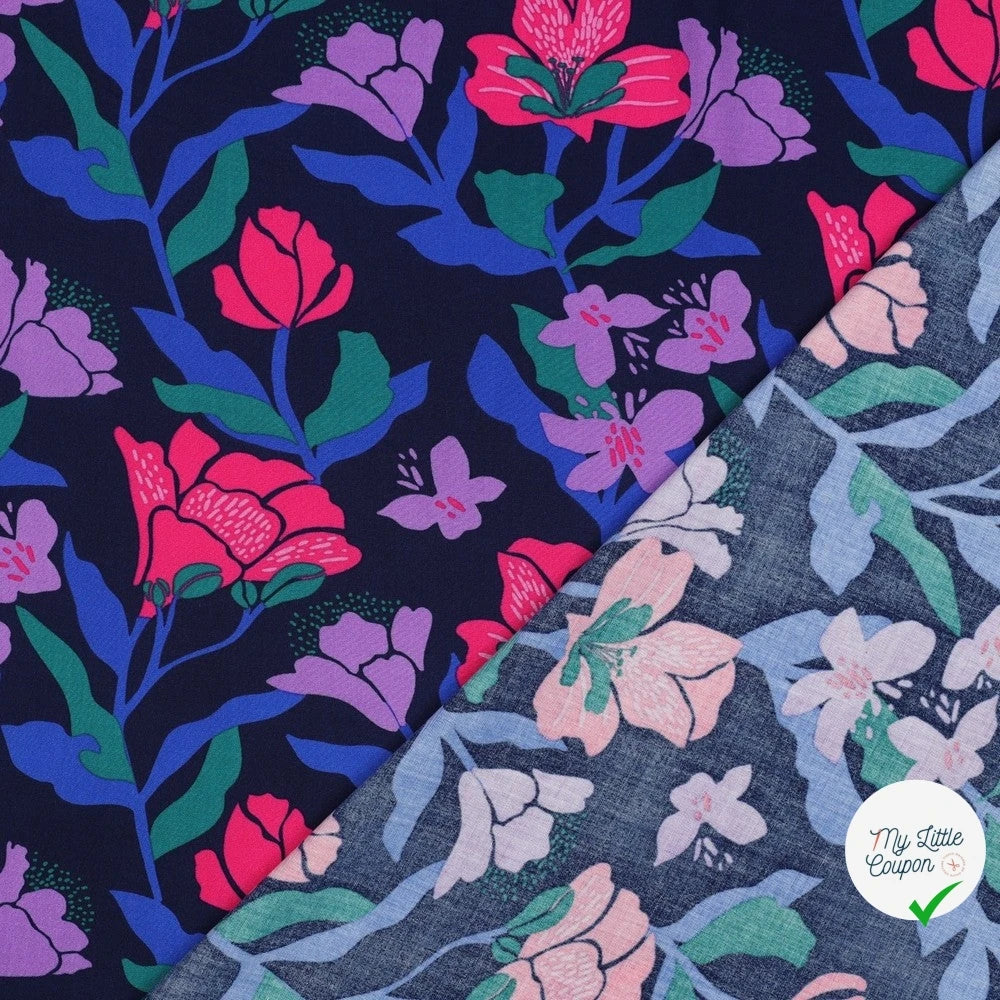 LENZING™ ECOVERO™ AMIRA FLORAL NERID – NAVY - My Little Coupon