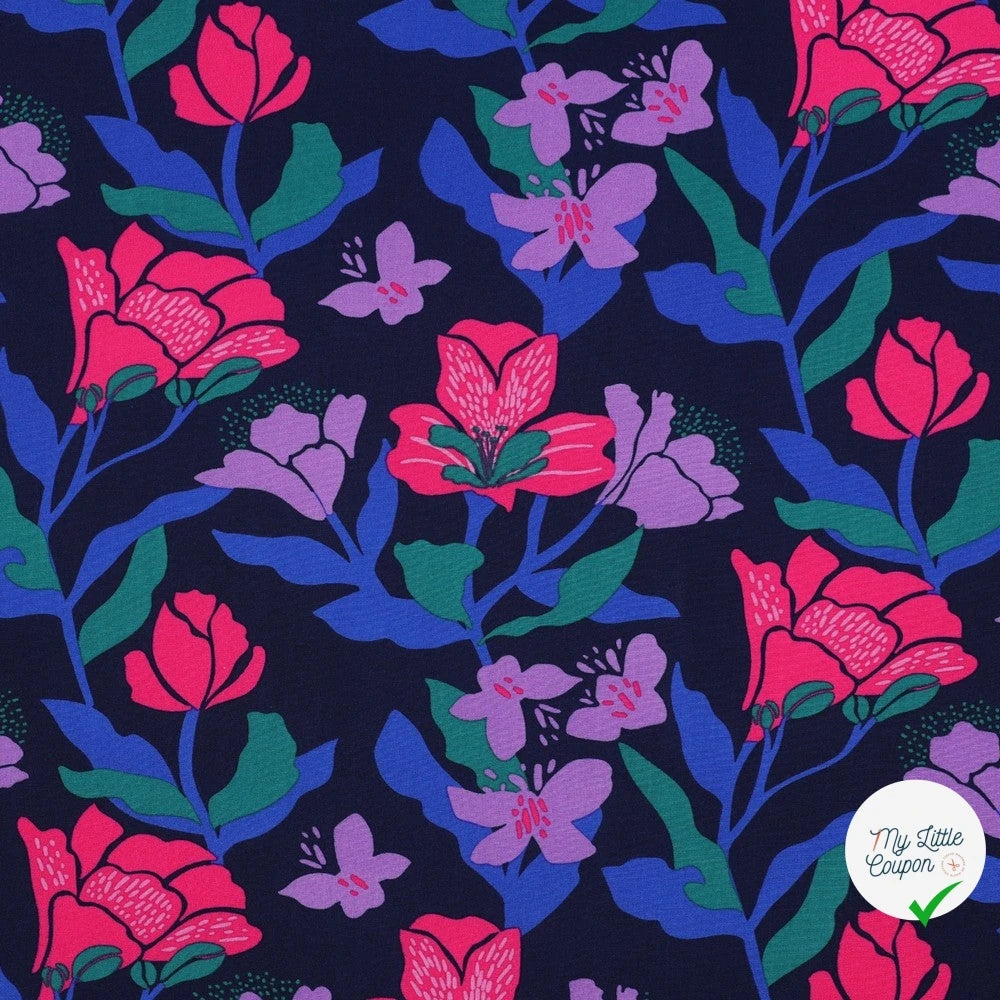 LENZING™ ECOVERO™ AMIRA FLORAL NERID – NAVY - My Little Coupon