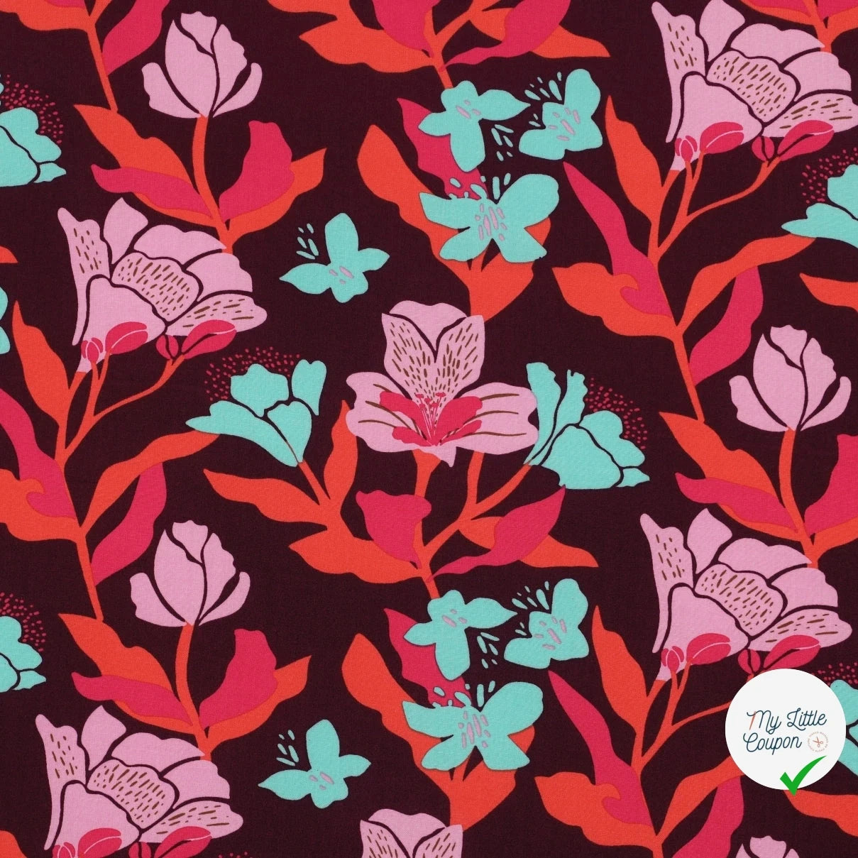 LENZING™ ECOVERO™ AMIRA FLORAL NERID – PLUM - My Little Coupon