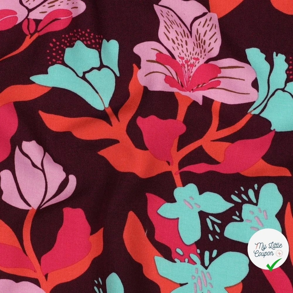 LENZING™ ECOVERO™ AMIRA FLORAL NERID – PLUM - My Little Coupon