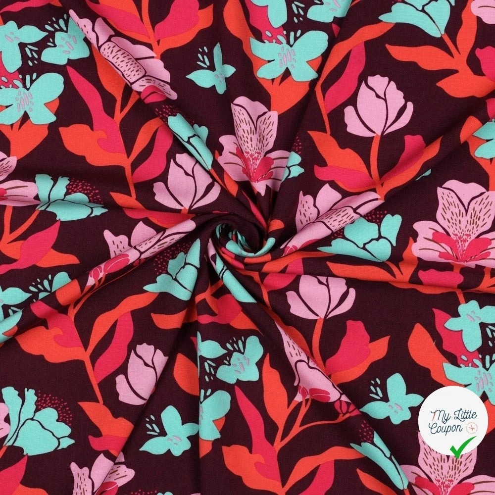 LENZING™ ECOVERO™ AMIRA FLORAL NERID – PLUM - My Little Coupon