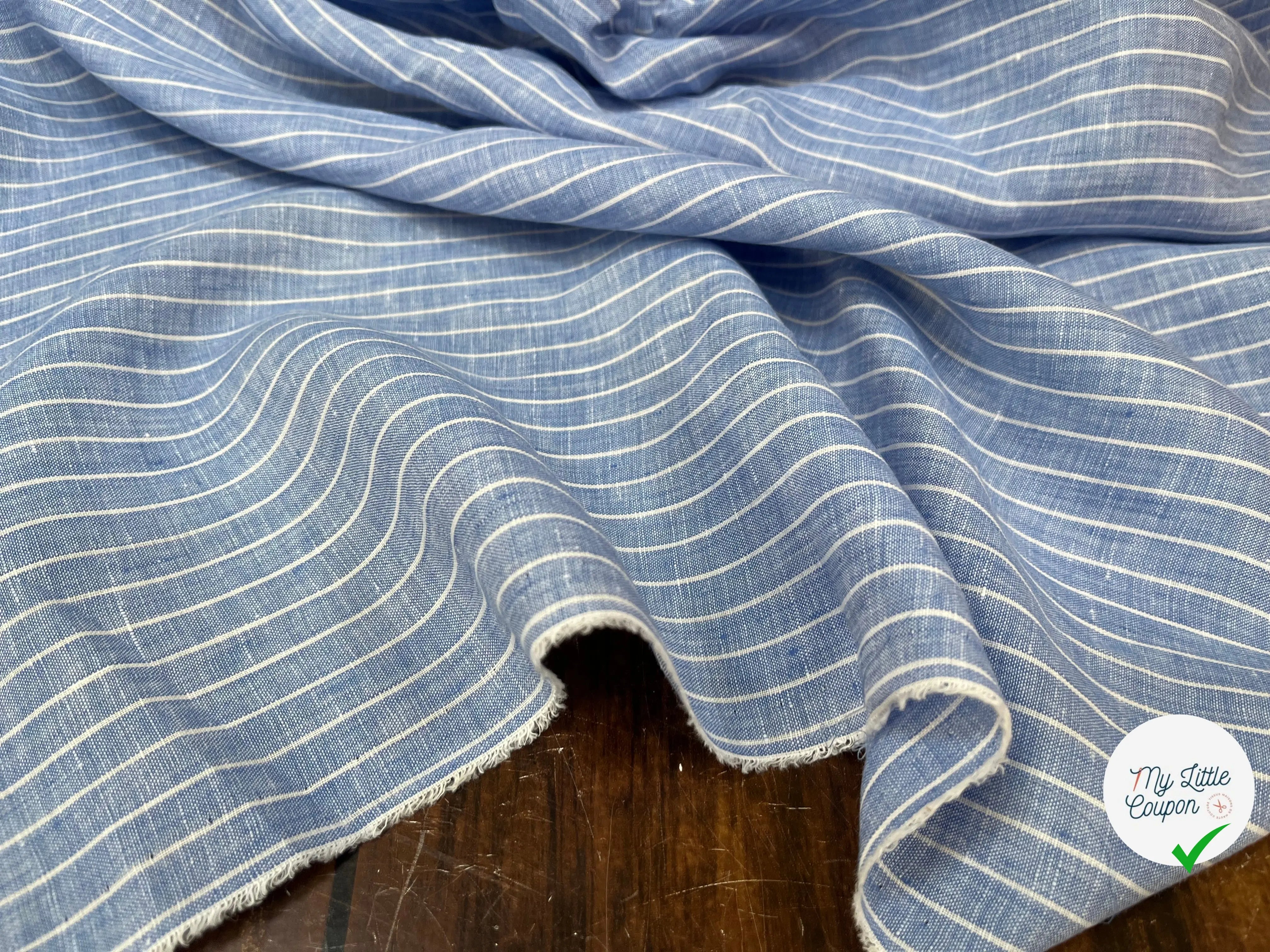 LIN BLEU À RAYURES BLANCHES - My Little Coupon