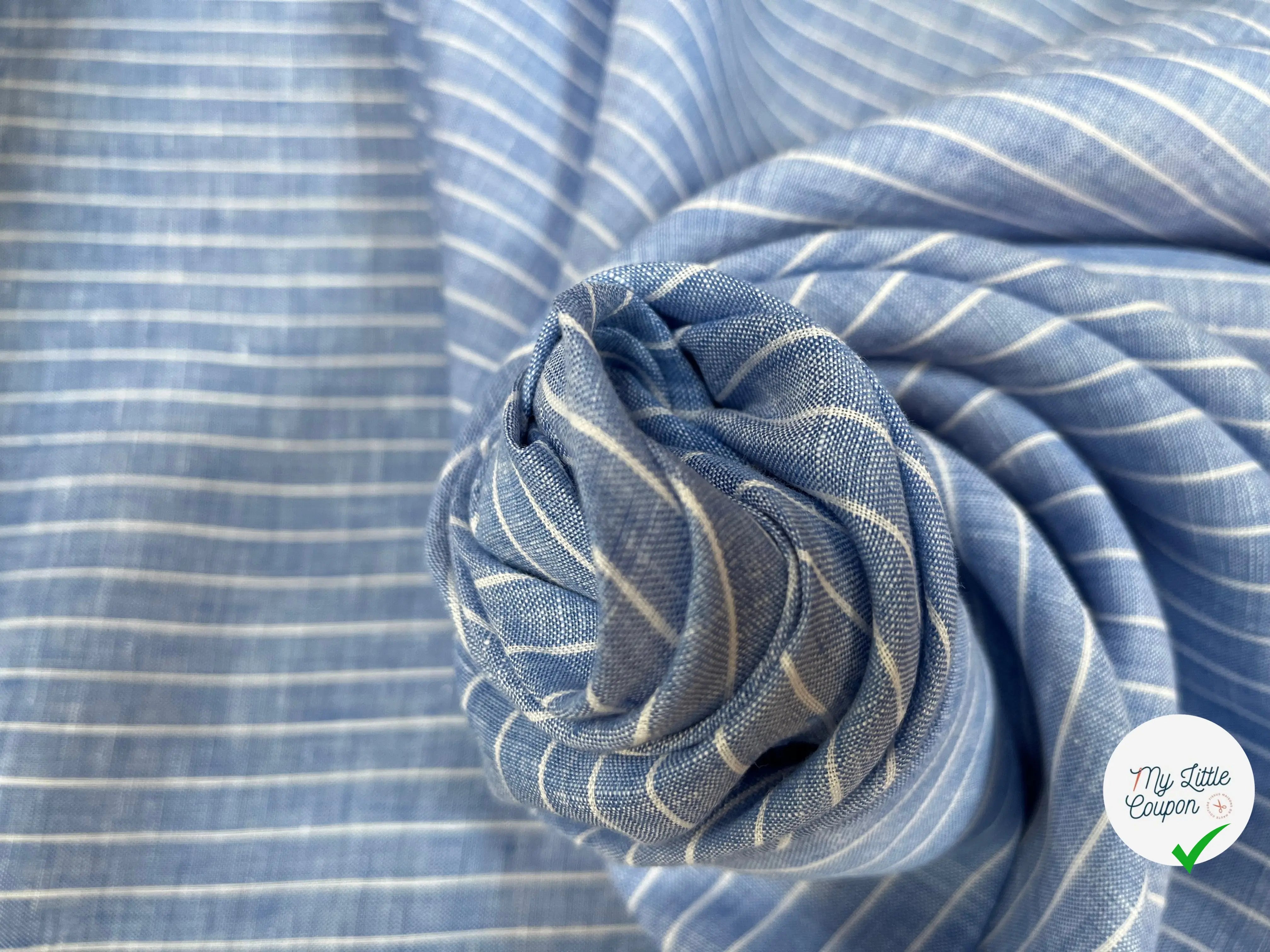 LIN BLEU À RAYURES BLANCHES - My Little Coupon