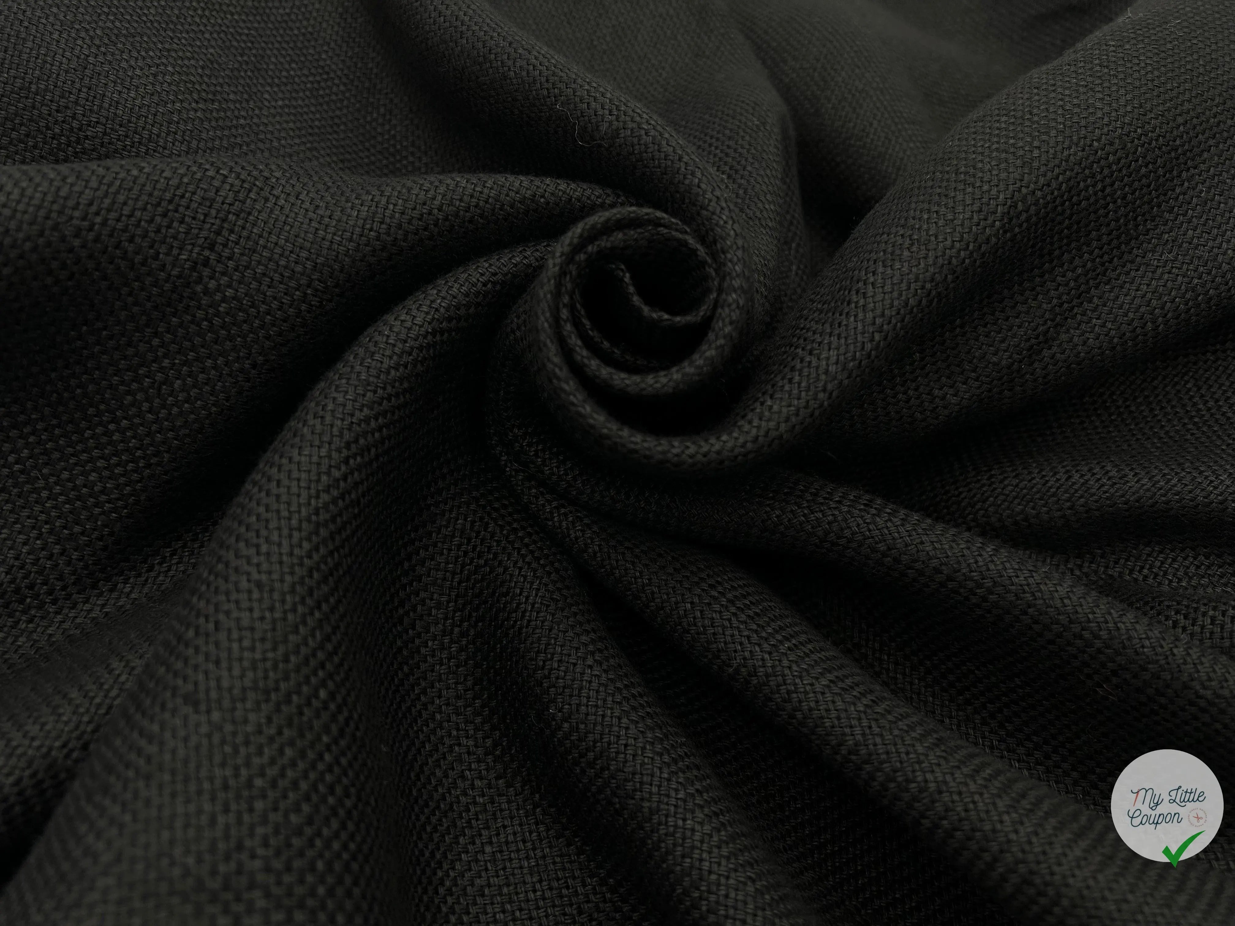 LIN CANEVAS LOURD 100% LIN NOIR - My Little Coupon - tissu - coudre