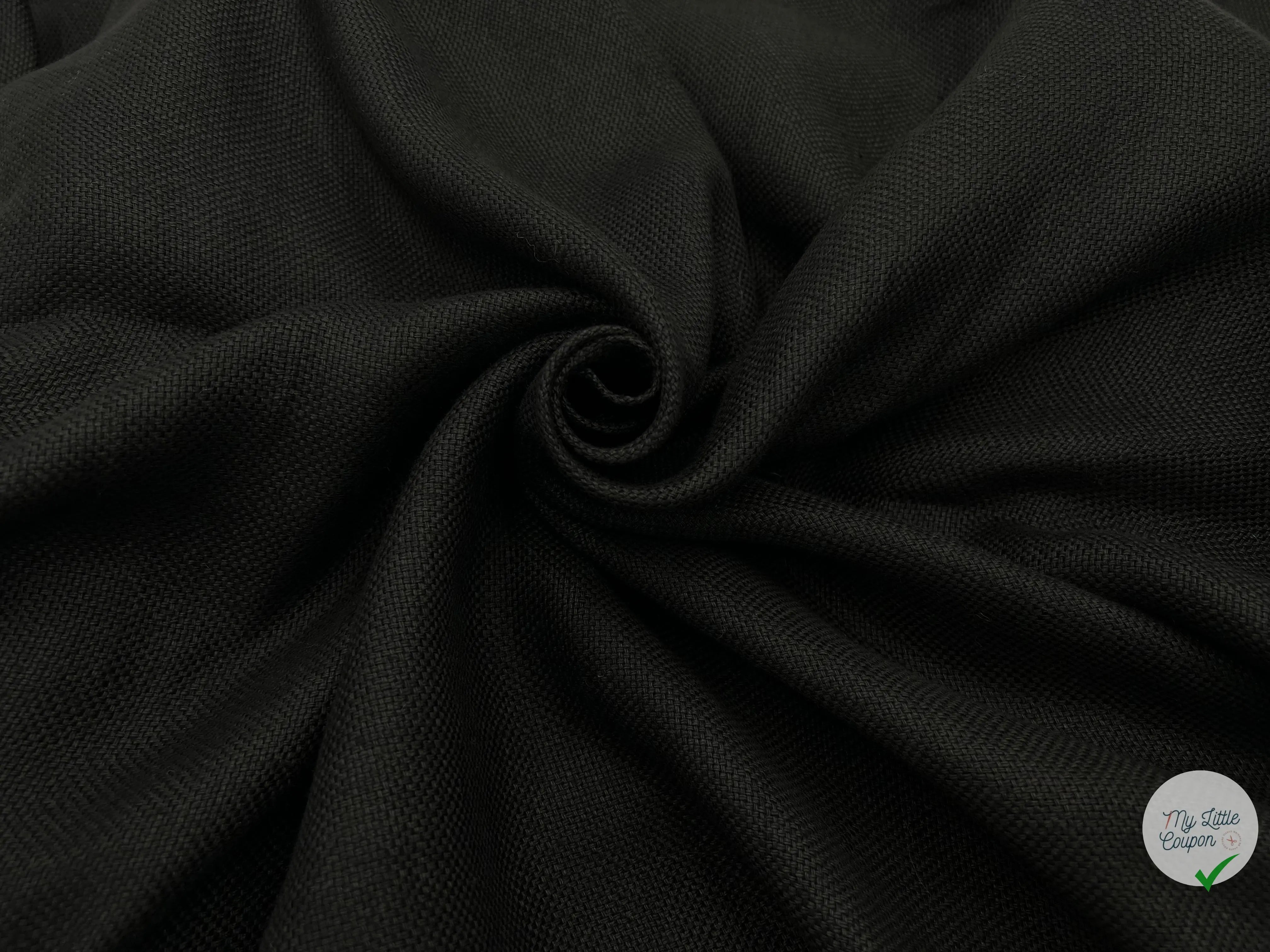LIN CANEVAS LOURD 100% LIN NOIR - My Little Coupon - tissu - coudre