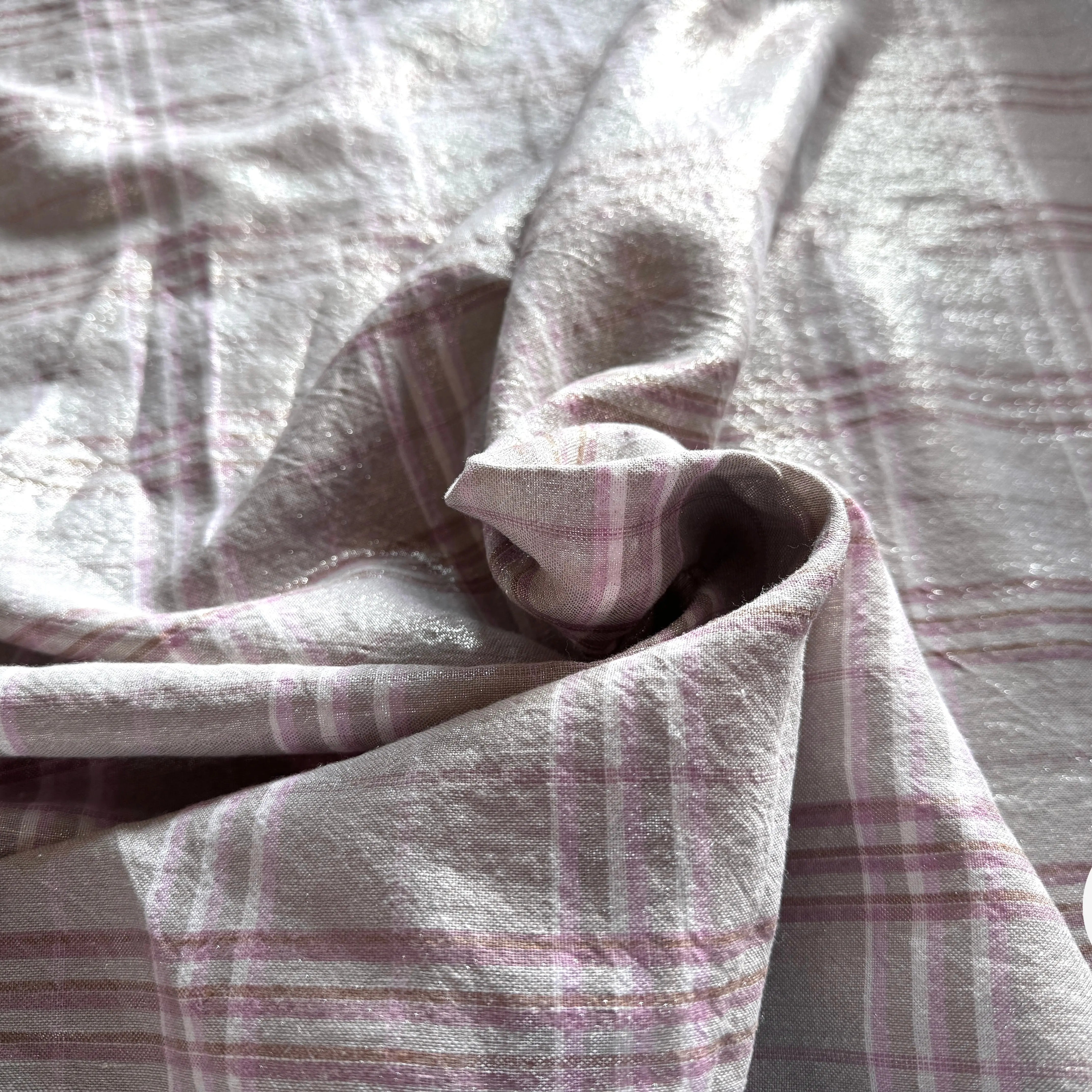 LIN FOND GRIS BEIGE TARTAN ROSE LAMÉ - My Little Coupon