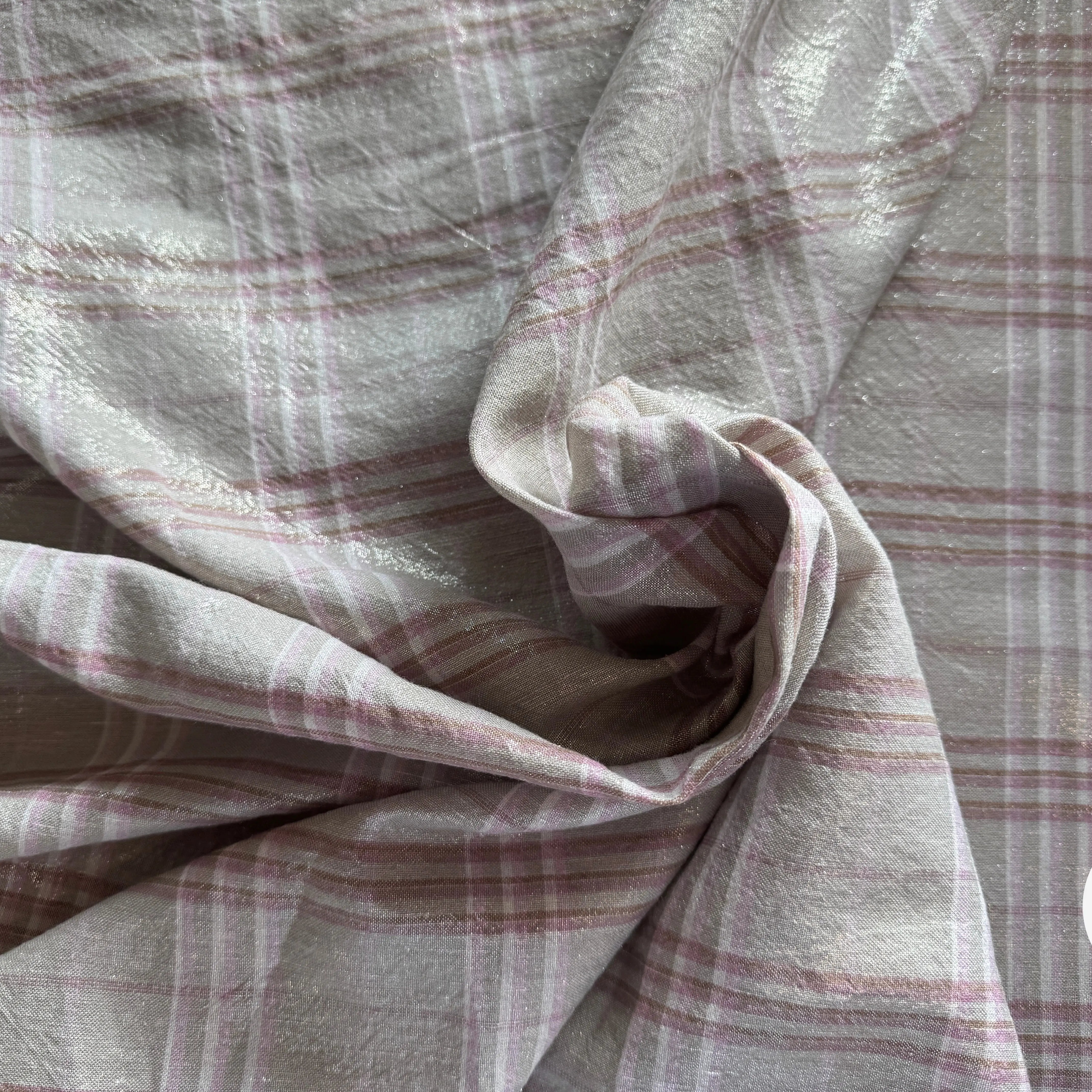 LIN FOND GRIS BEIGE TARTAN ROSE LAMÉ - My Little Coupon