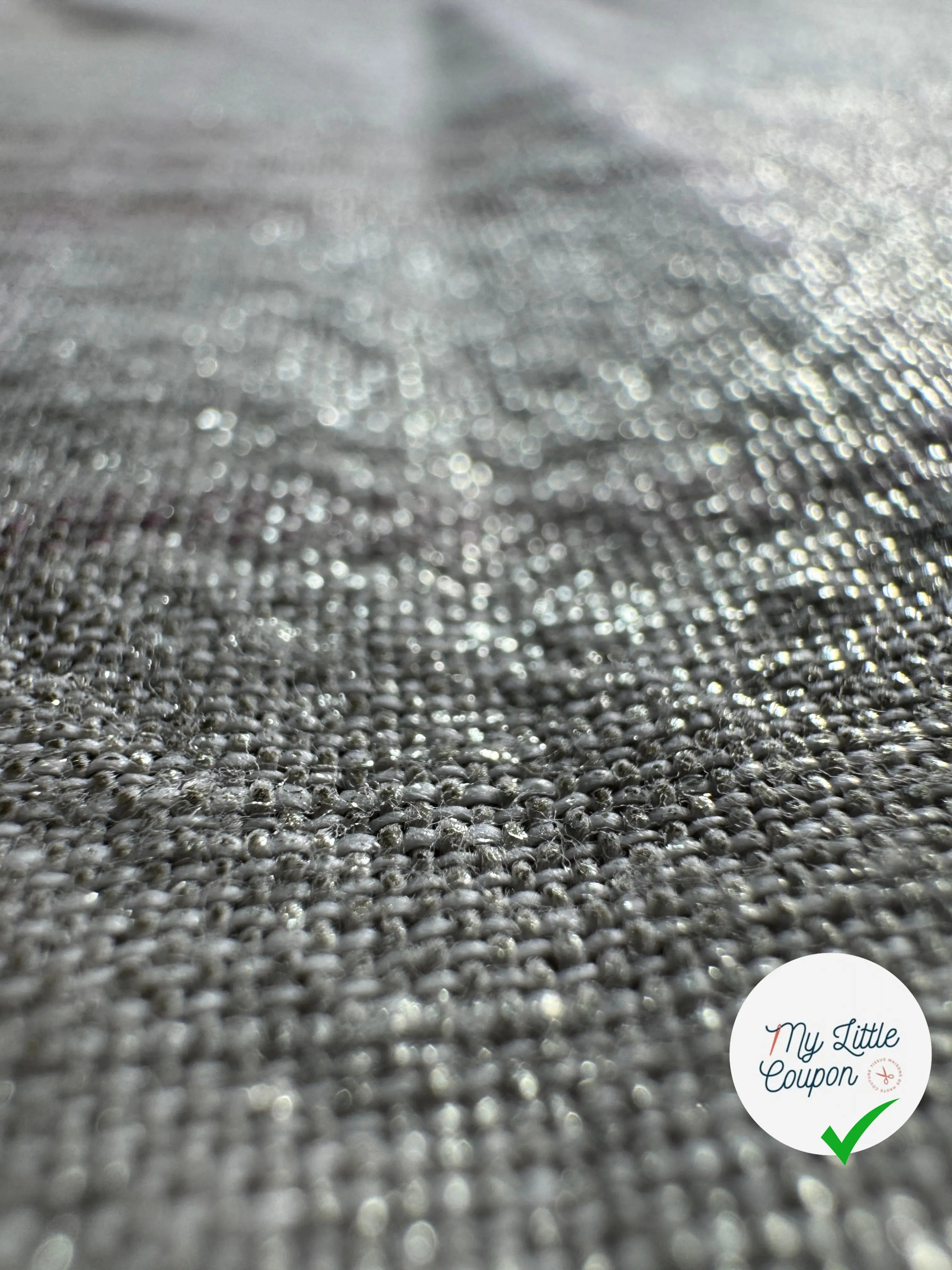 LIN FOND GRIS BEIGE TARTAN ROSE LAMÉ - My Little Coupon