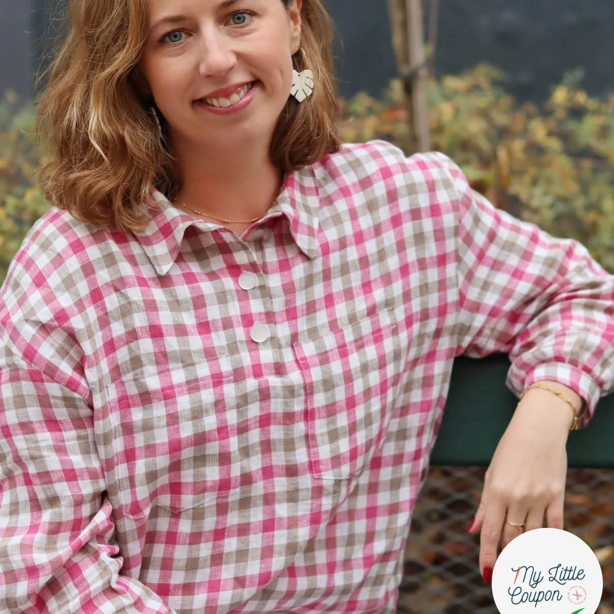 LIN VICHY ROSE BLANC MARRON - My Little Coupon