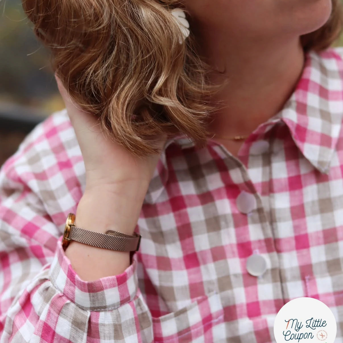 LIN VICHY ROSE BLANC MARRON - My Little Coupon