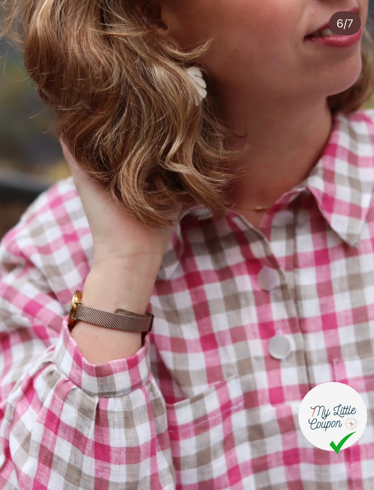 LIN VICHY ROSE BLANC MARRON - My Little Coupon