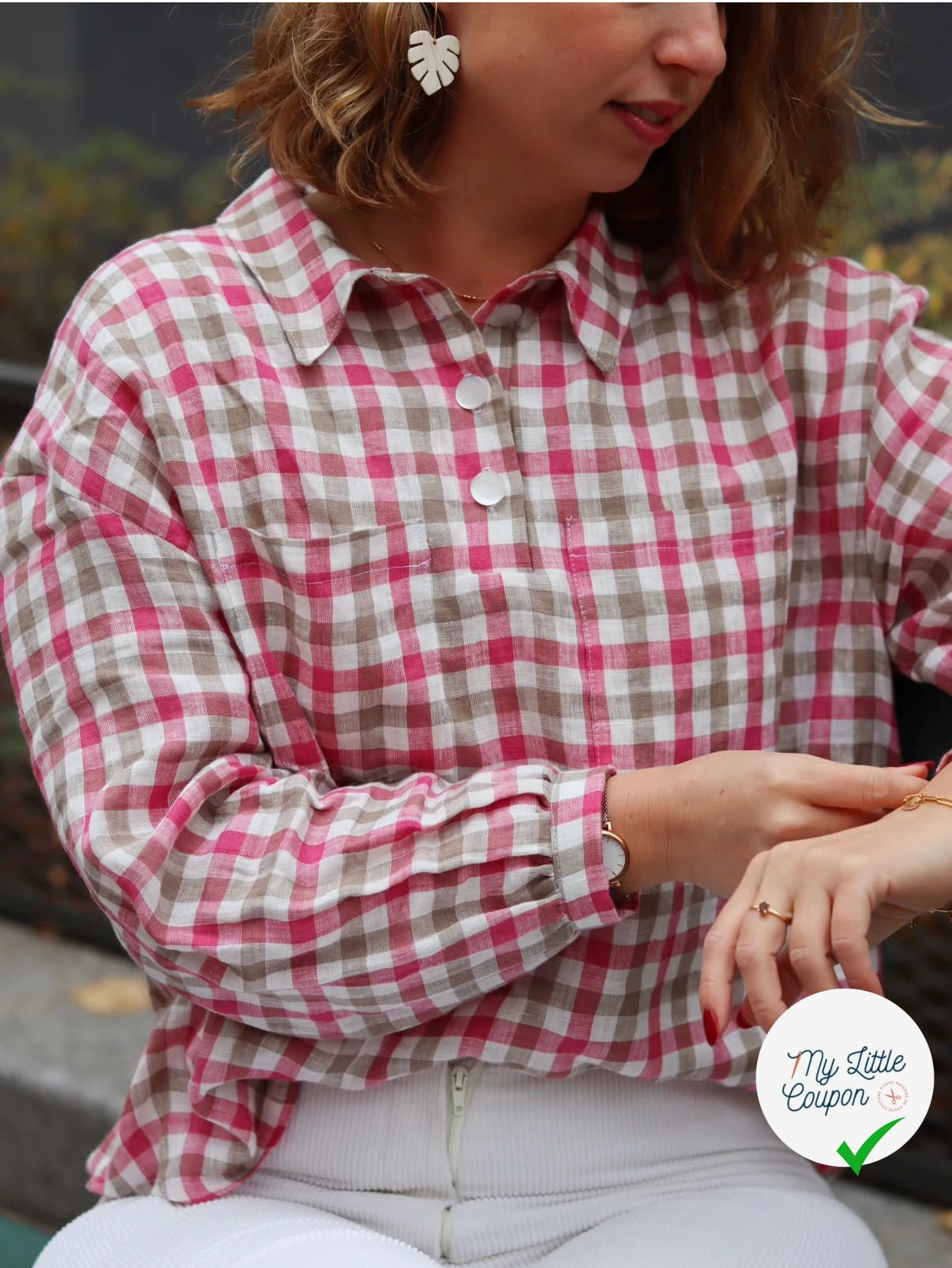 LIN VICHY ROSE BLANC MARRON - My Little Coupon