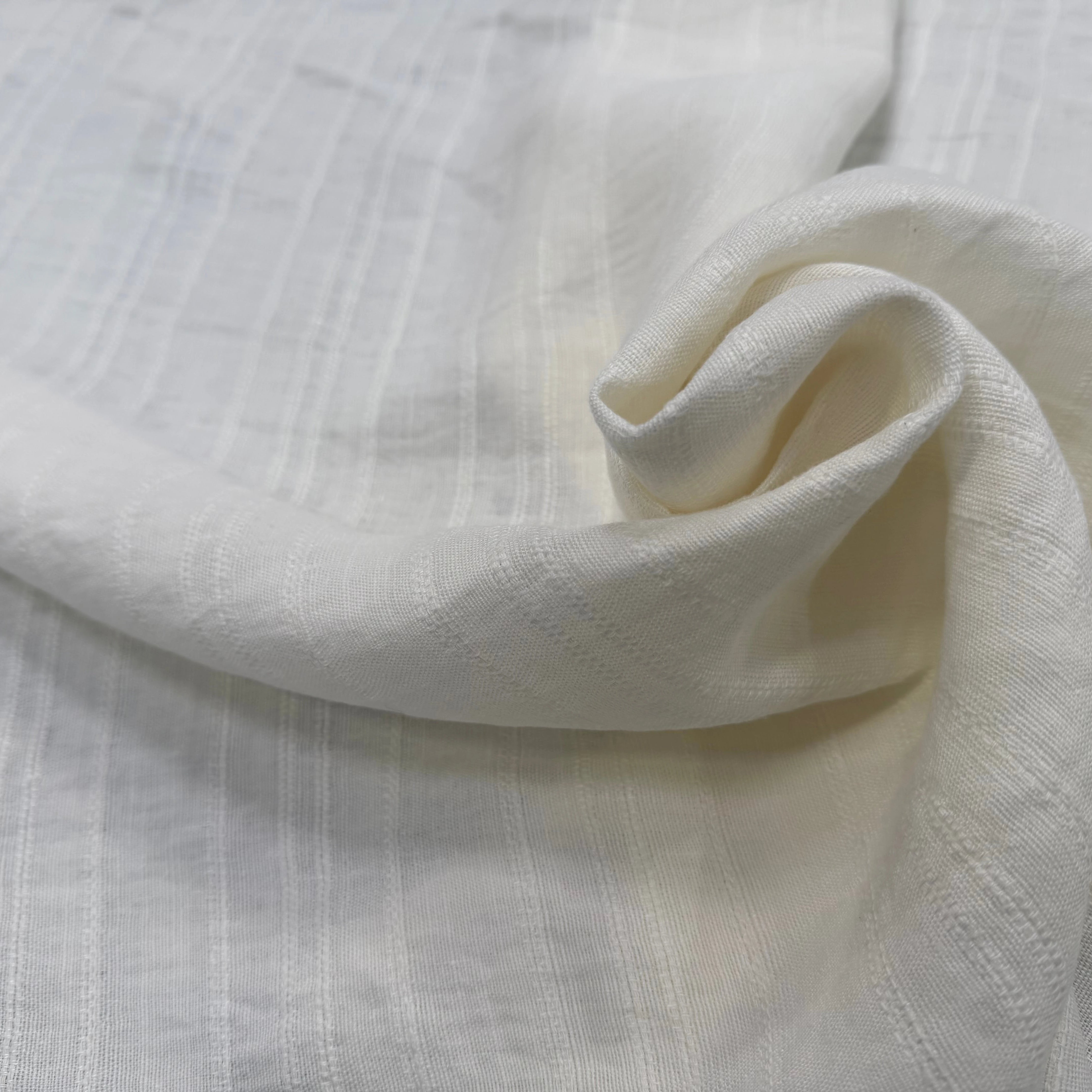 LIN VISCOSE BLANC SUPERBE TENUE RAYURES - My Little Coupon