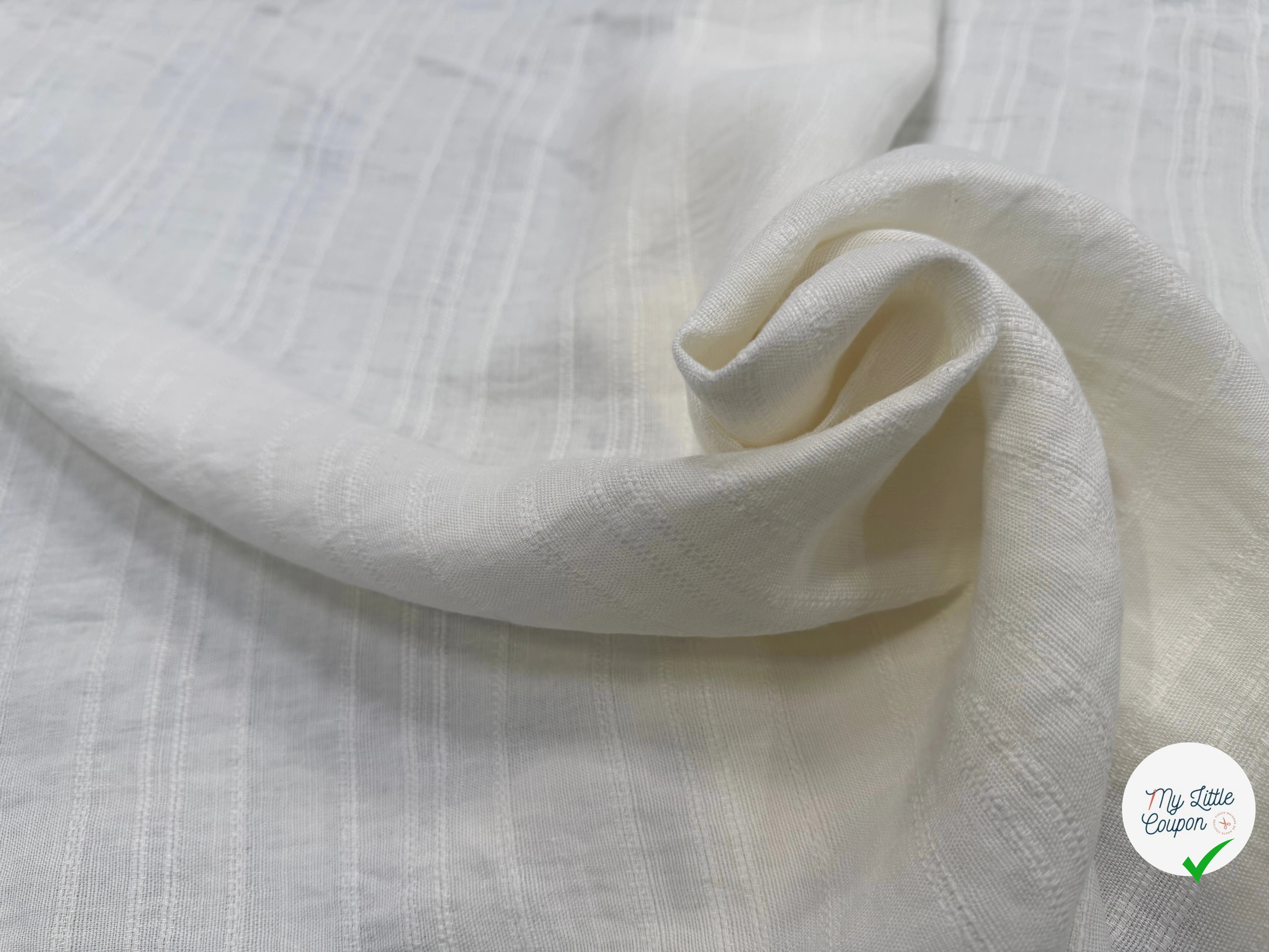 LIN VISCOSE BLANC SUPERBE TENUE RAYURES - My Little Coupon
