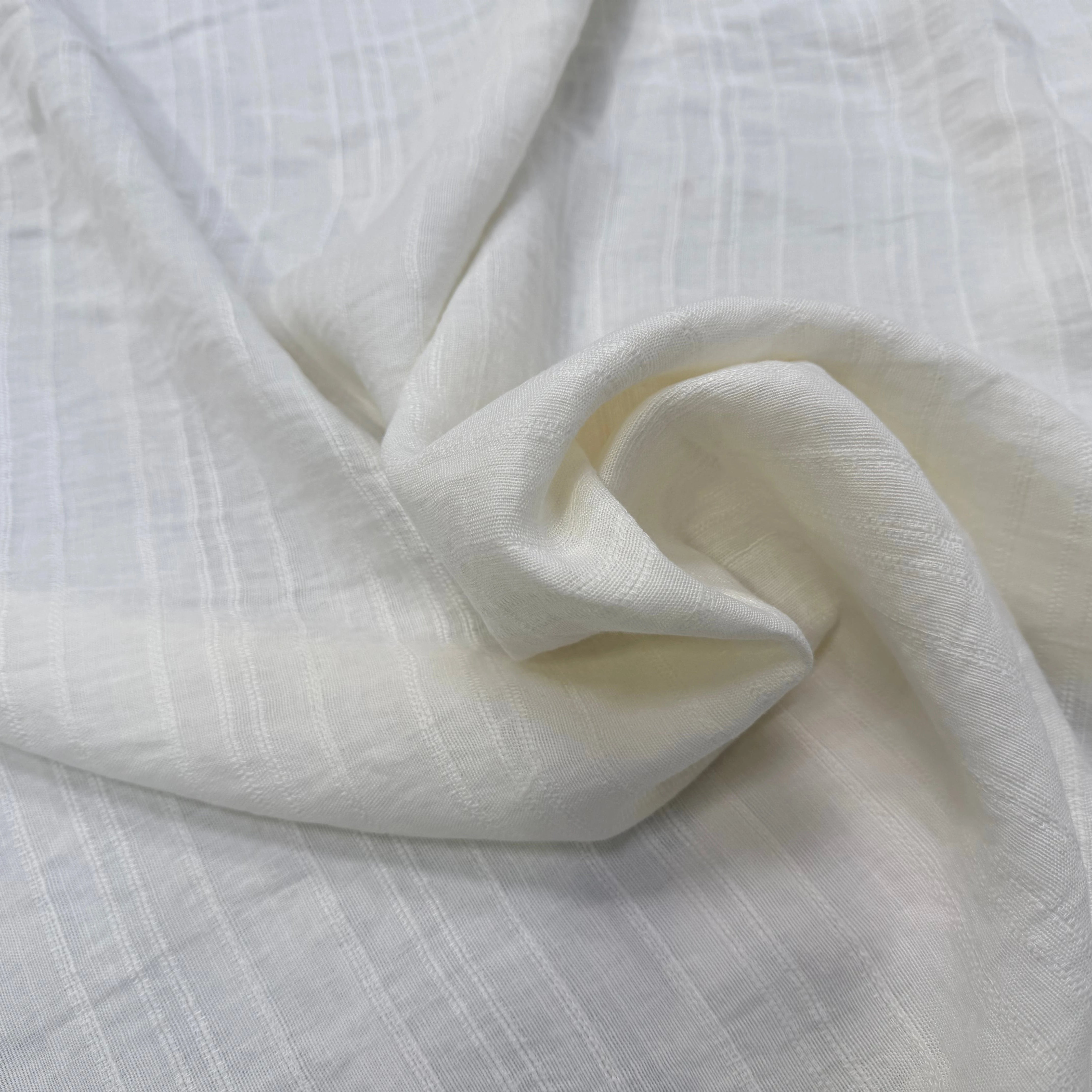 LIN VISCOSE BLANC SUPERBE TENUE RAYURES - My Little Coupon