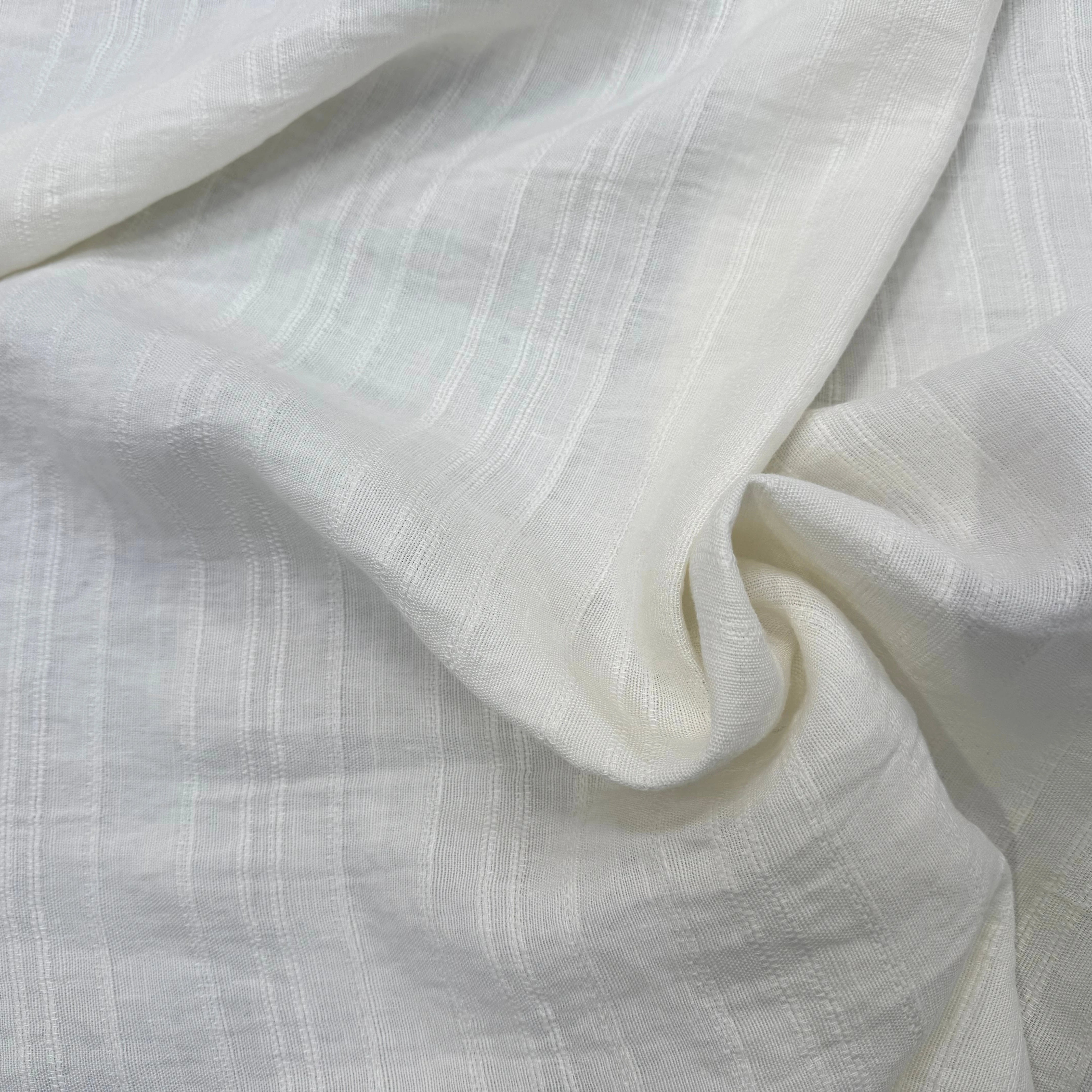 LIN VISCOSE BLANC SUPERBE TENUE RAYURES - My Little Coupon