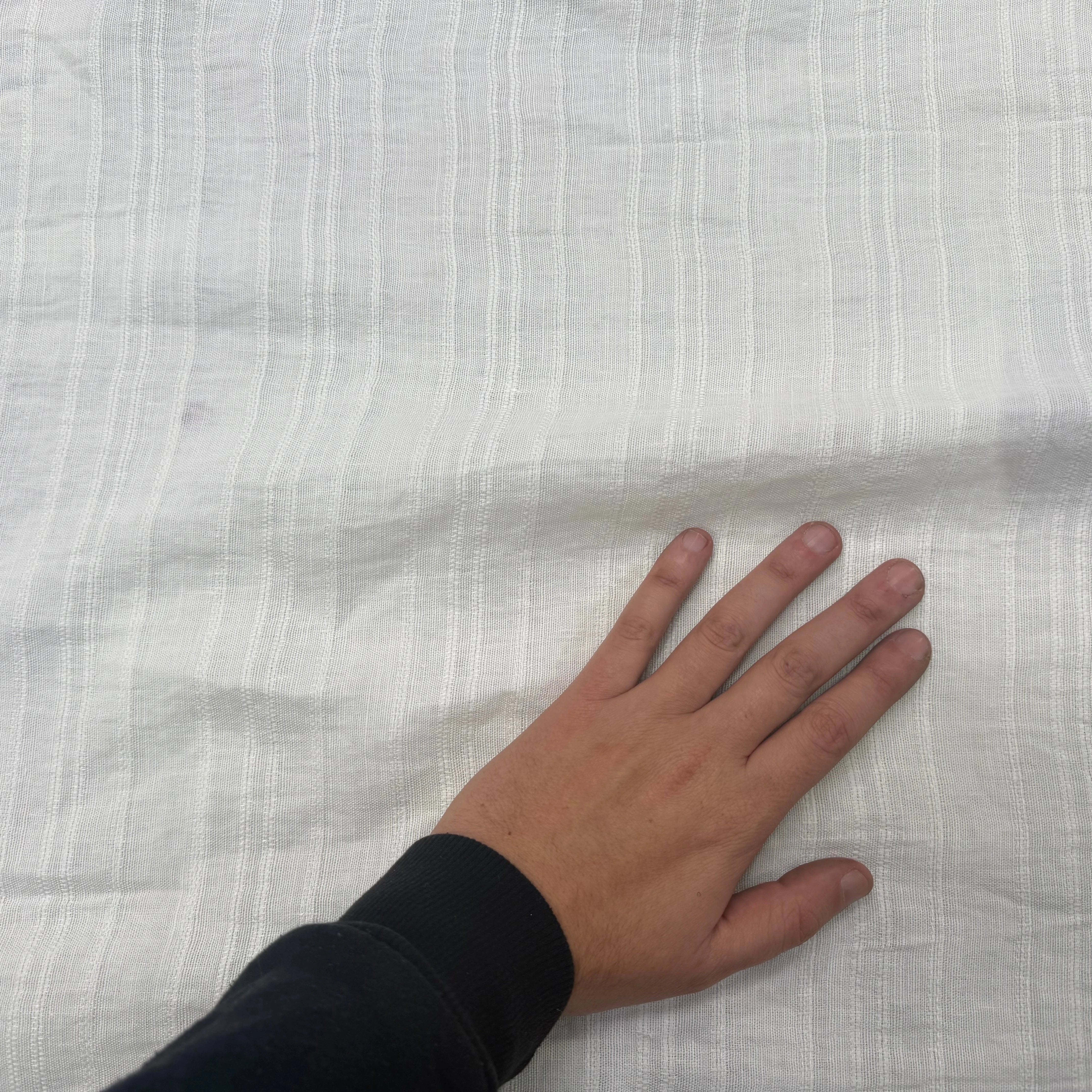 LIN VISCOSE BLANC SUPERBE TENUE RAYURES - My Little Coupon