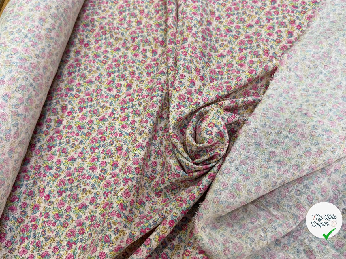 LIN VISCOSE DOUCE FLUIDE ESPRIT LIBERTY JOLIES PETITES FLEURS MULTICO 65% LIN - My Little Coupon