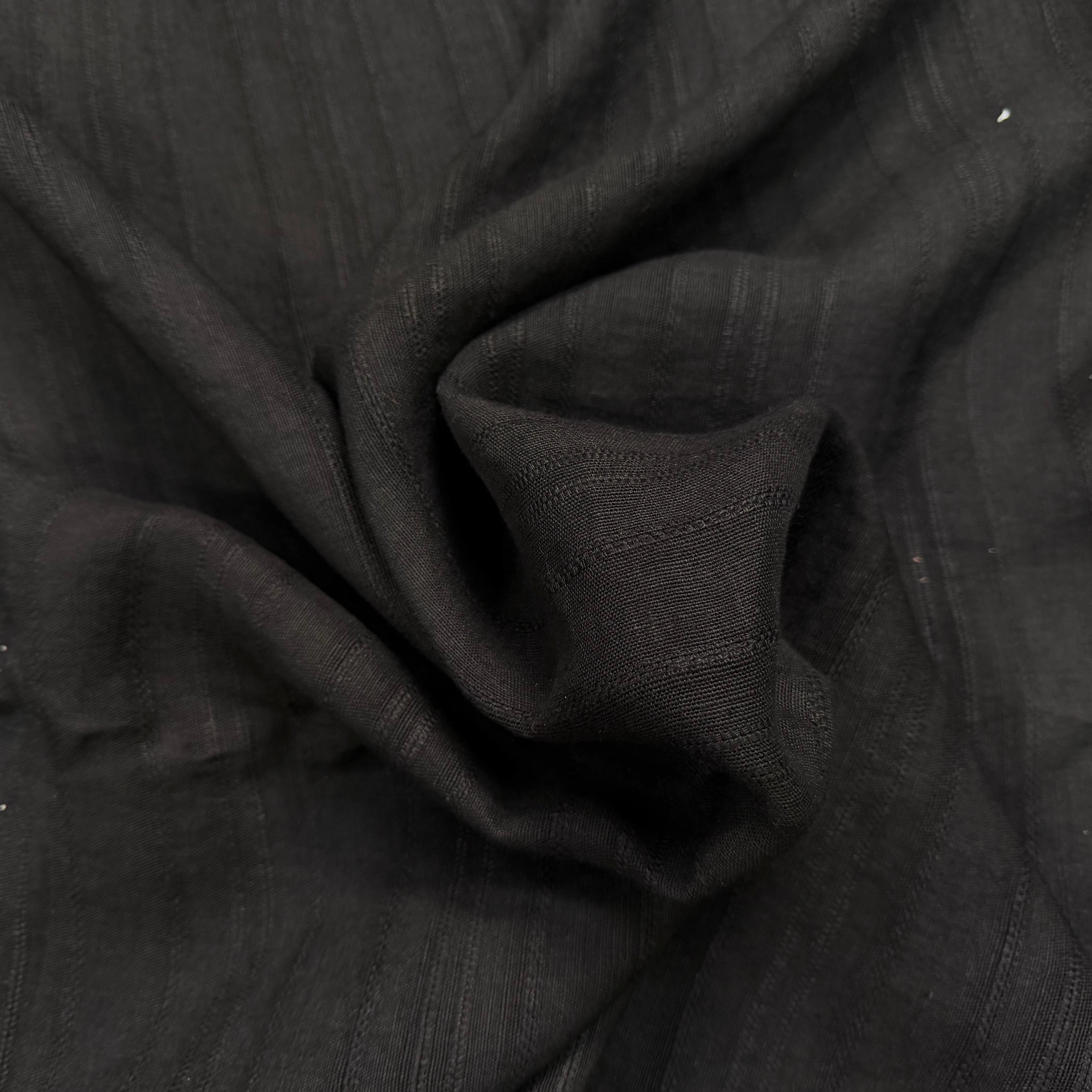 LIN VISCOSE NOIR SUPERBE TENUE RAYURES - My Little Coupon