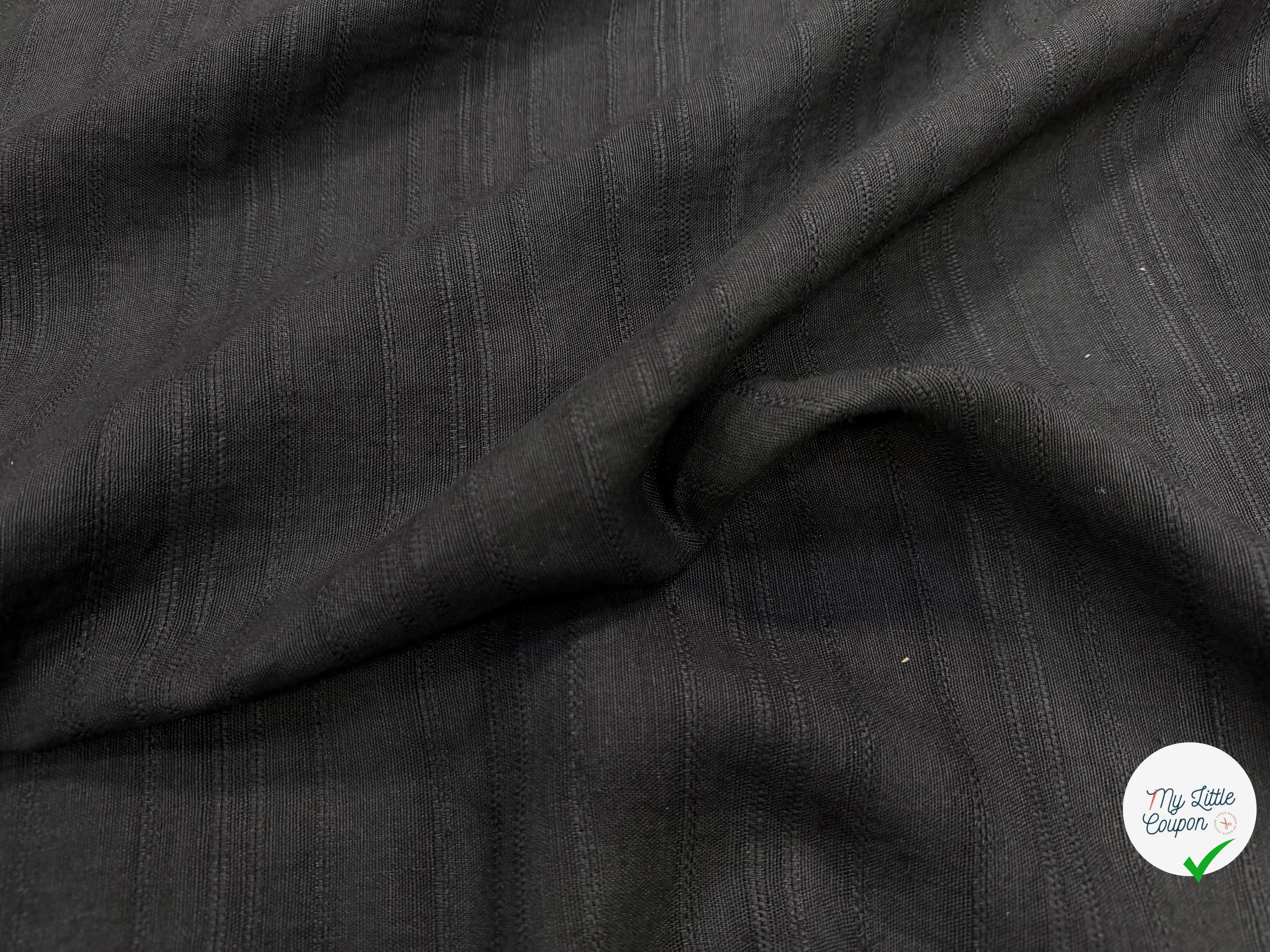 LIN VISCOSE NOIR SUPERBE TENUE RAYURES - My Little Coupon