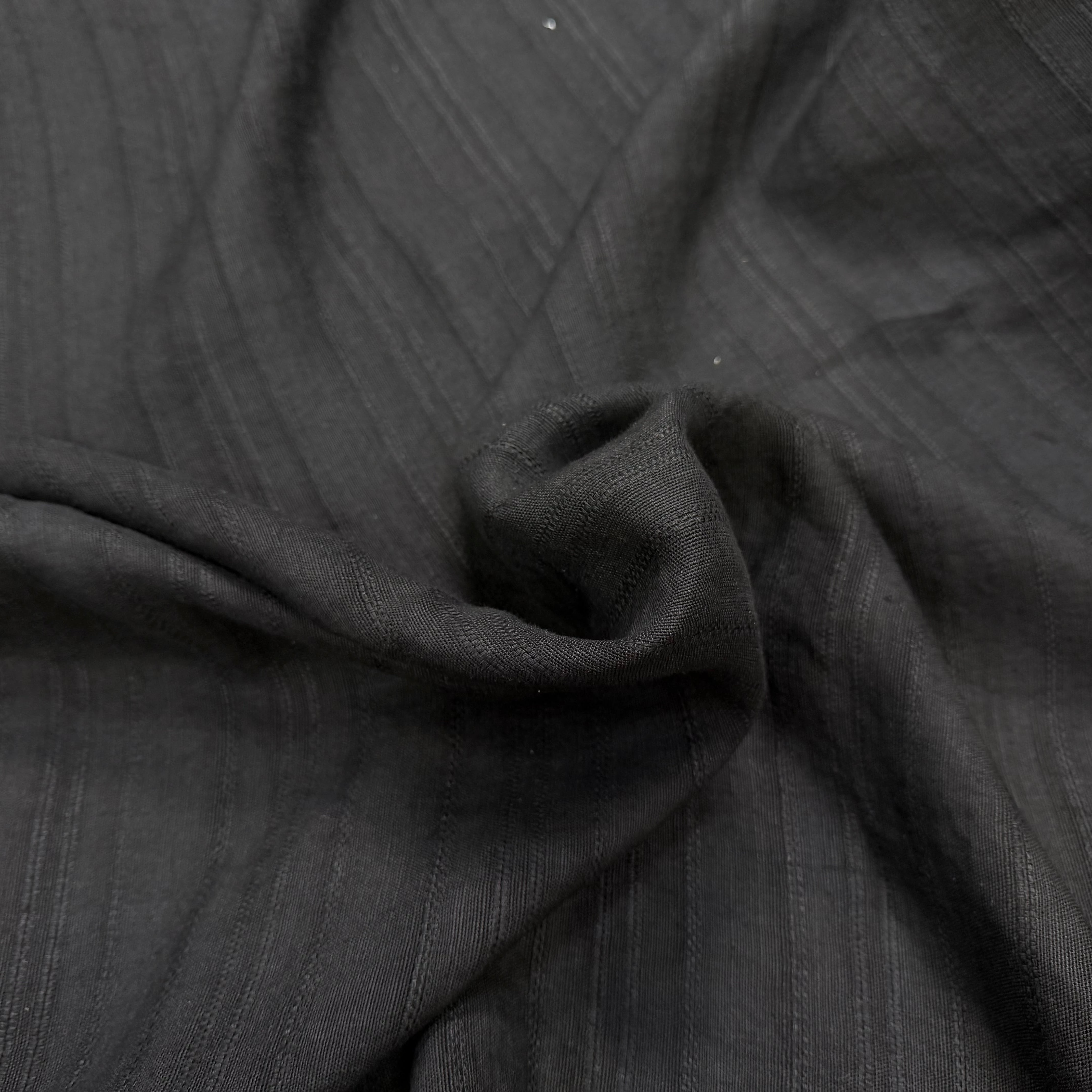 LIN VISCOSE NOIR SUPERBE TENUE RAYURES - My Little Coupon