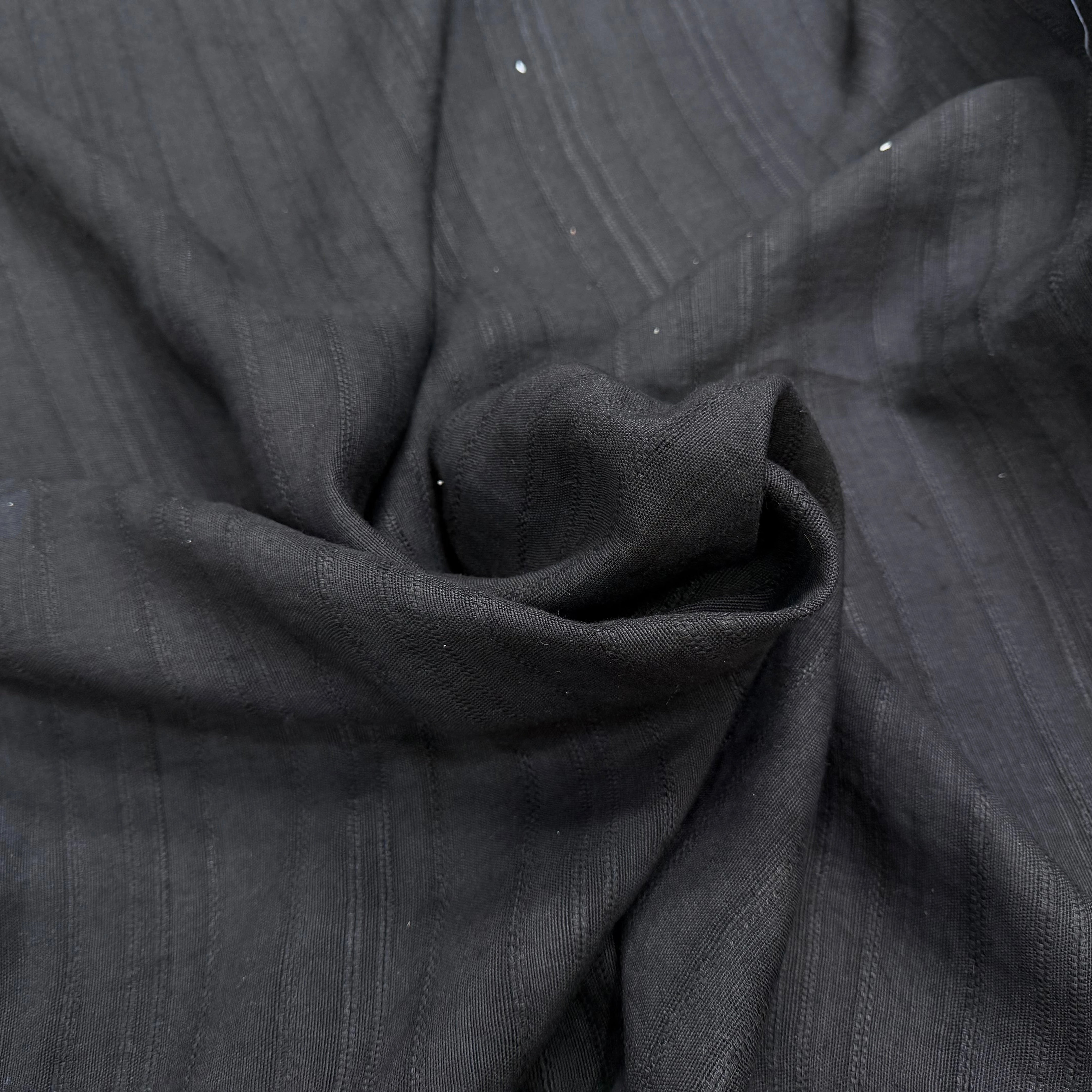 LIN VISCOSE NOIR SUPERBE TENUE RAYURES - My Little Coupon