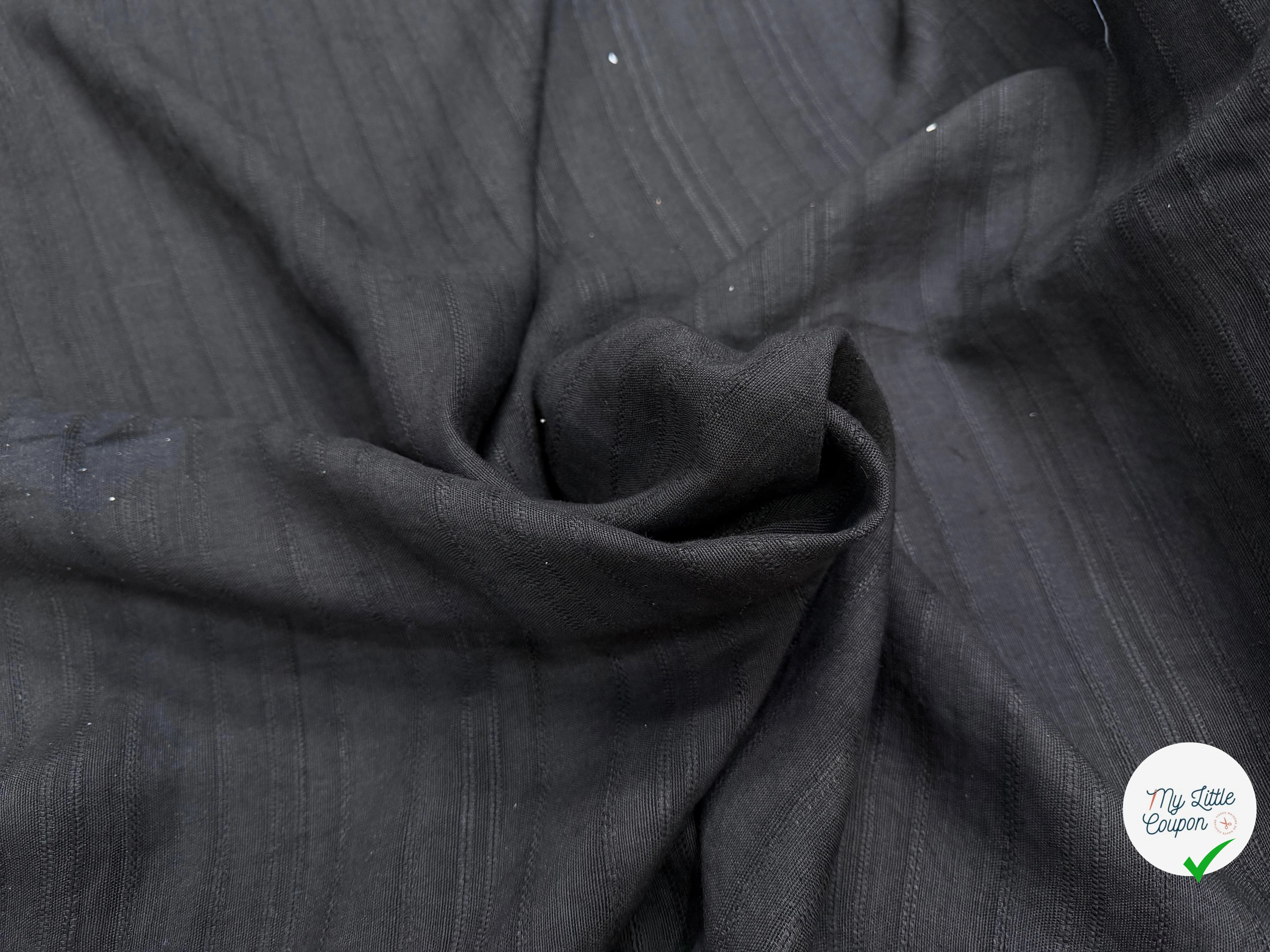 LIN VISCOSE NOIR SUPERBE TENUE RAYURES - My Little Coupon