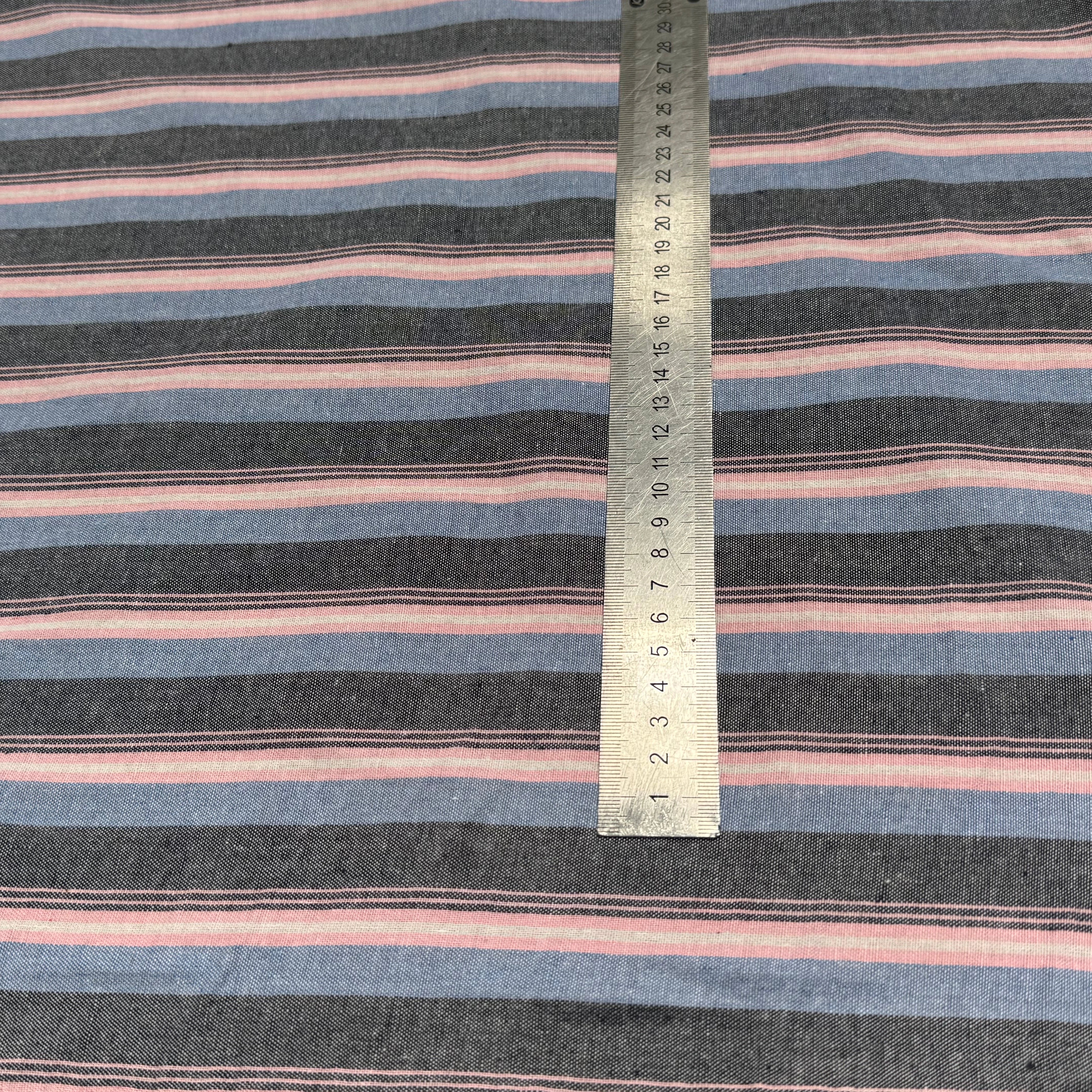 LIN VISCOSE RAYURES BLEUES ROSE ASPECT OXFORD - My Little Coupon