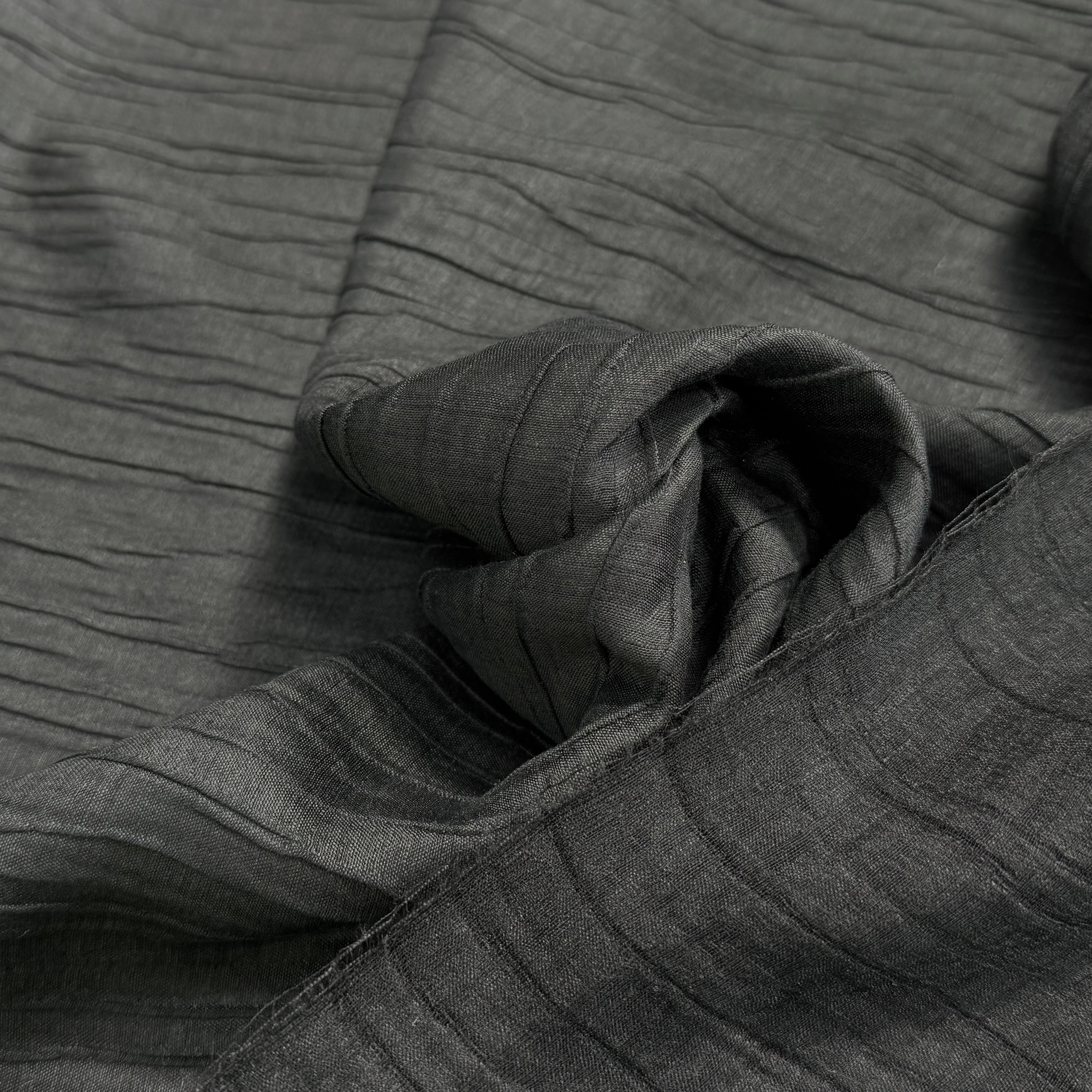 LIN VISCOSE SOIE NOIR ÉFFET PLISSÉ 66% LIN - My Little Coupon