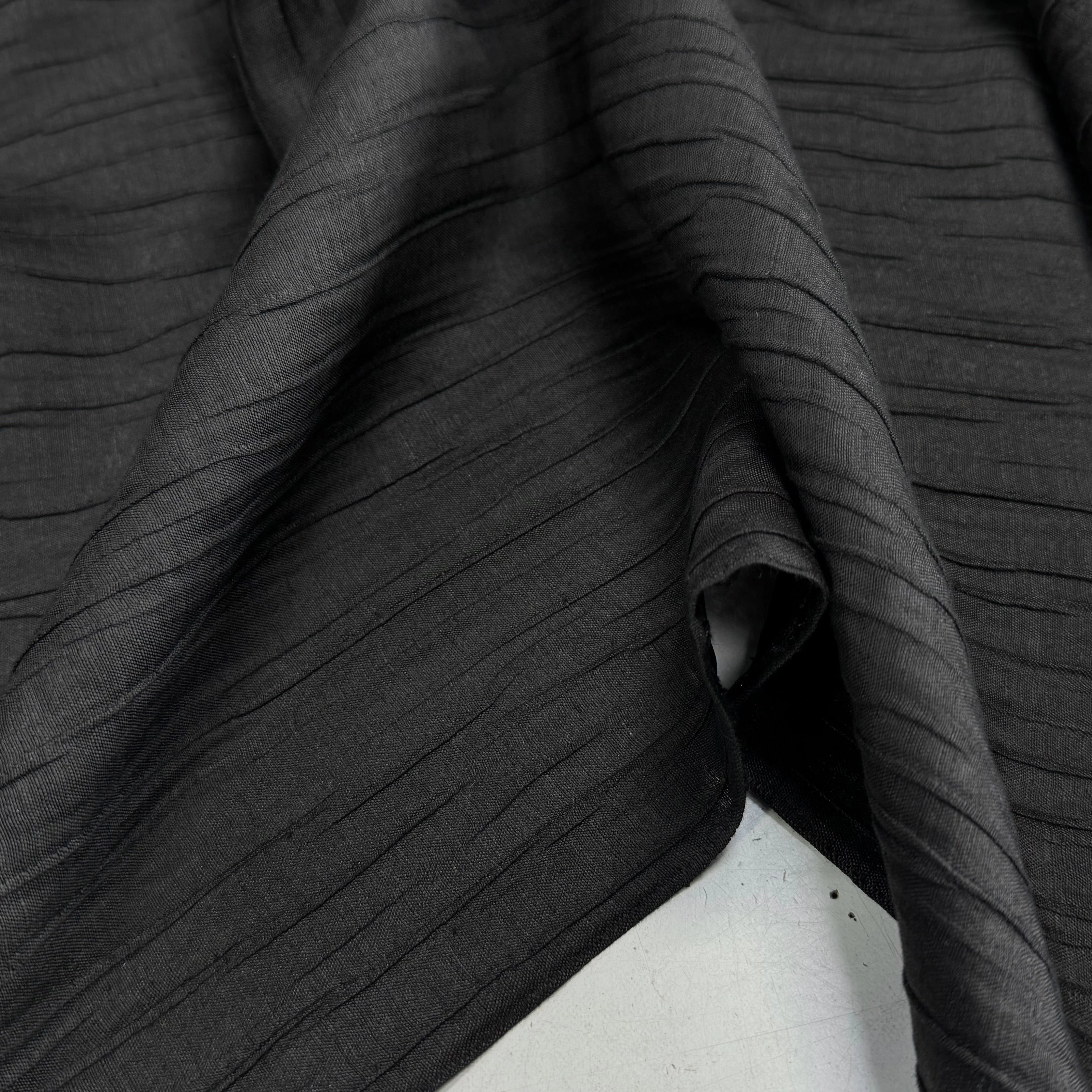 LIN VISCOSE SOIE NOIR ÉFFET PLISSÉ 66% LIN - My Little Coupon