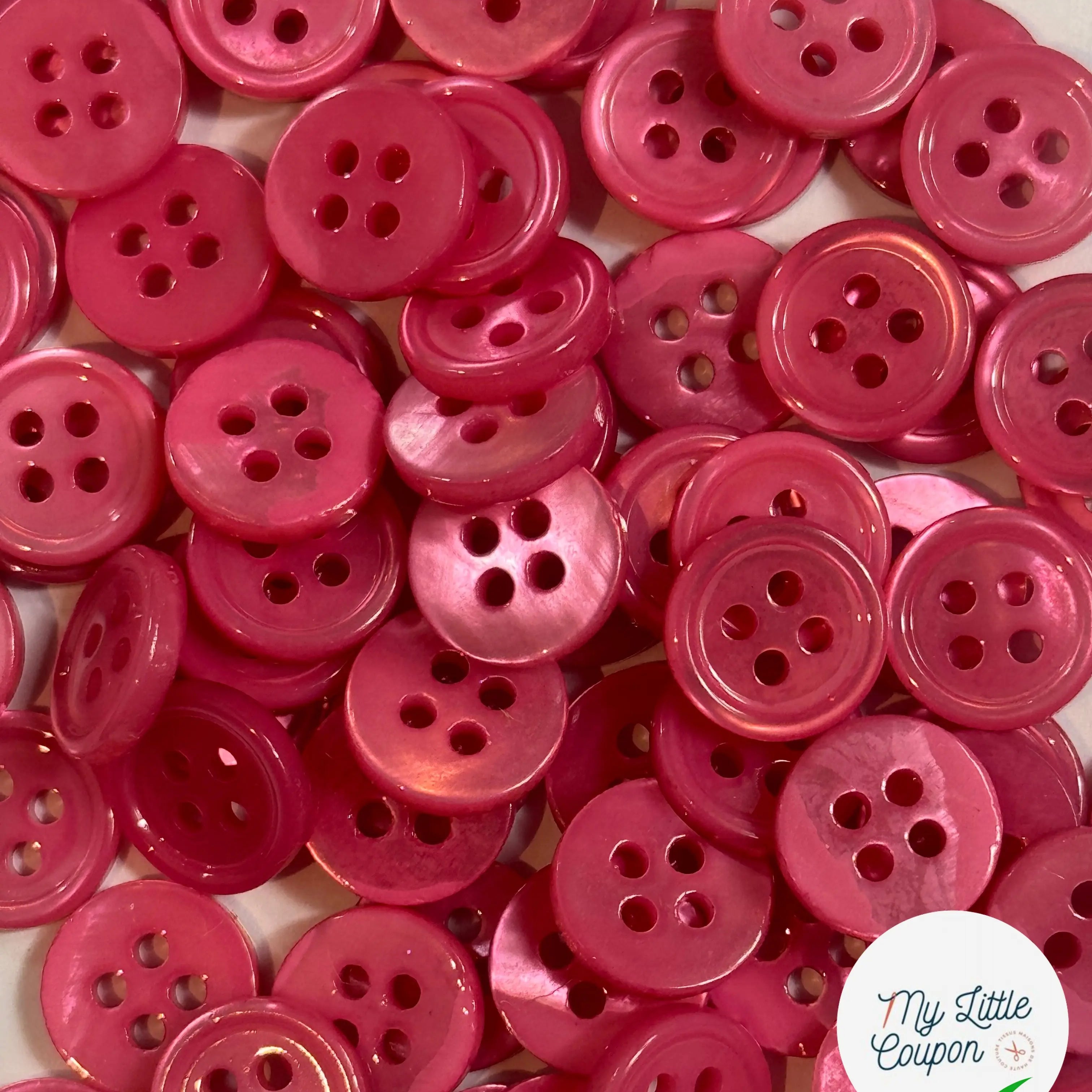 LOT DE 10 BOUTONS SOUPLES A 4 TROUS ROSE 10 MM - My Little Coupon