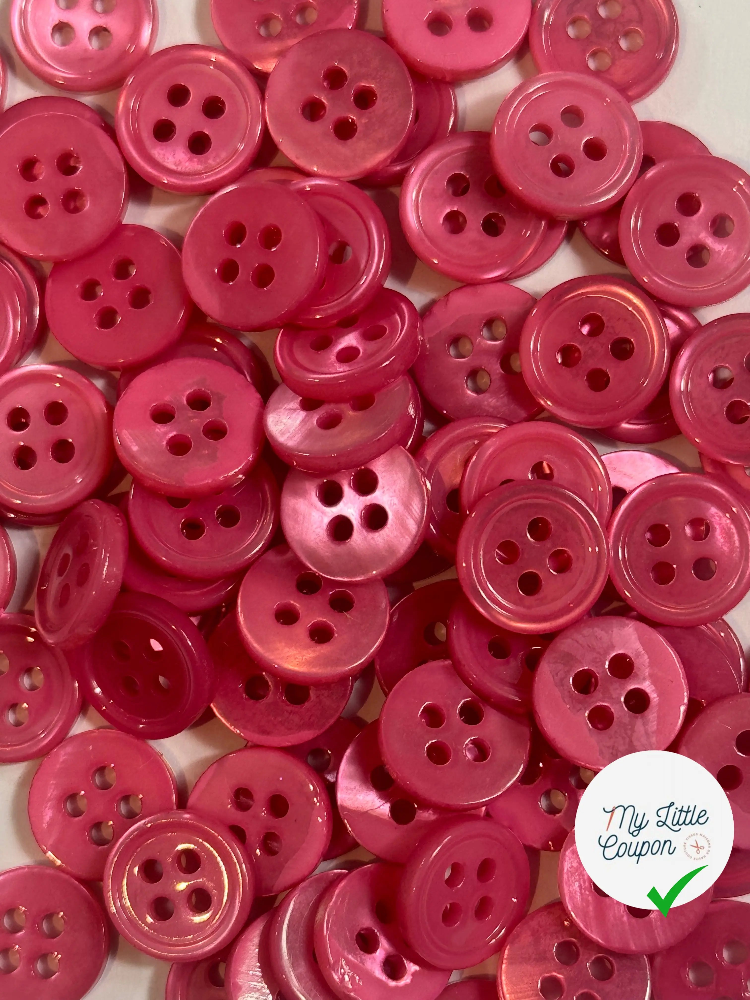 LOT DE 10 BOUTONS SOUPLES A 4 TROUS ROSE 10 MM - My Little Coupon