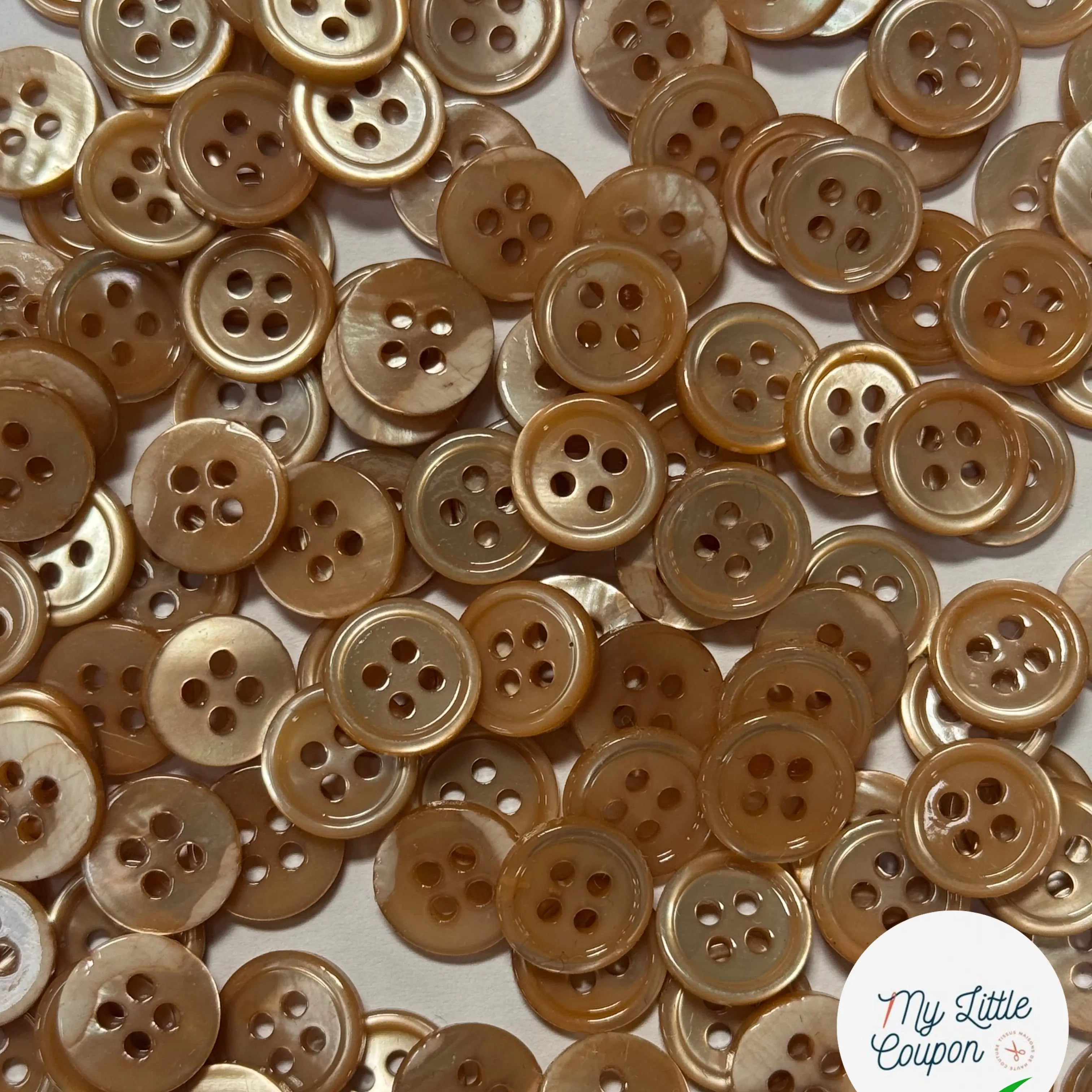 LOT DE 5 BOUTON À 4 TROUS CHEMISE OCRE 1CM - My Little Coupon