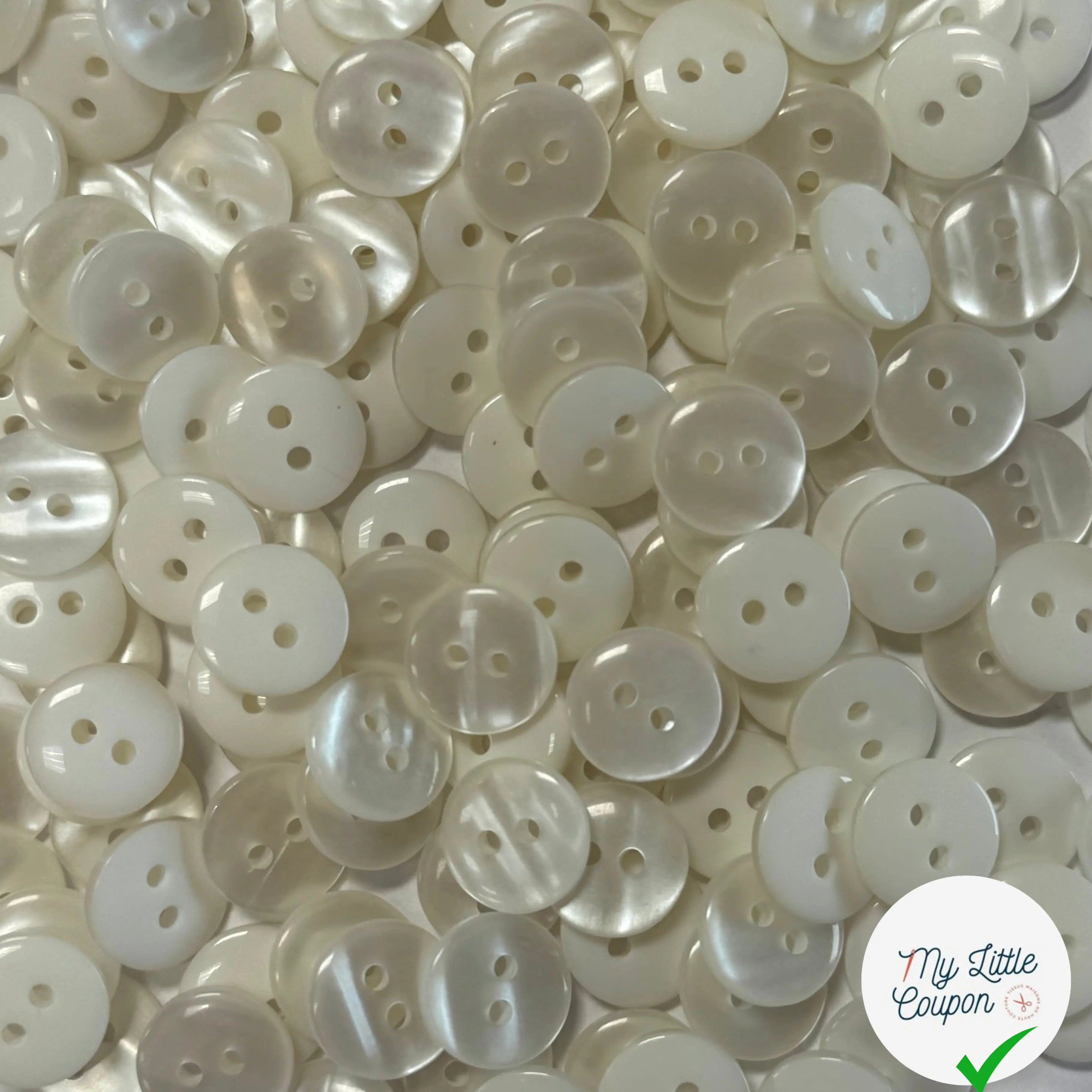 LOT DE 5 BOUTONS A DEUX TROUS BLANC NACRE - My Little Coupon