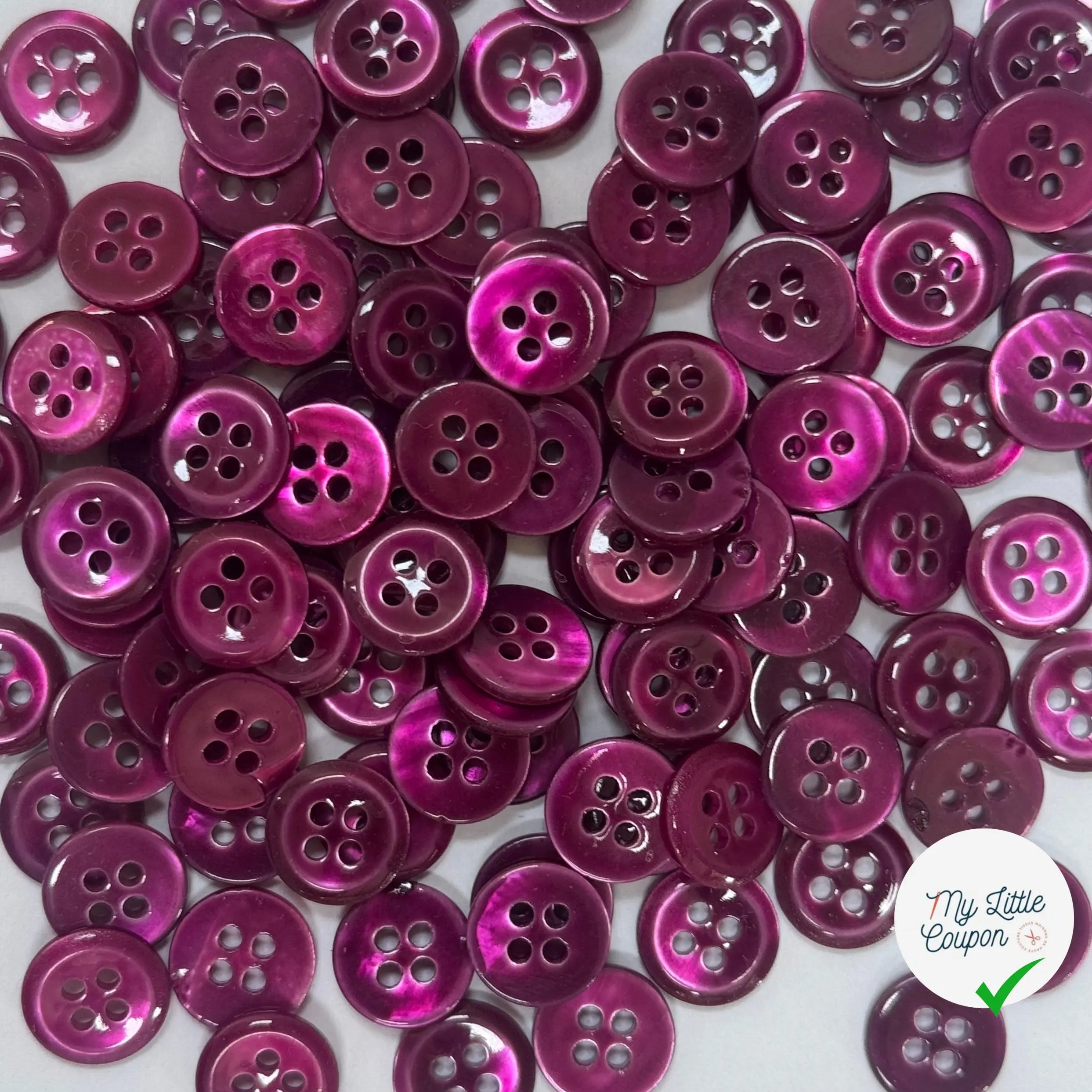 LOT DE 5 BOUTONS VIOLET A 4 TROUS - My Little Coupon