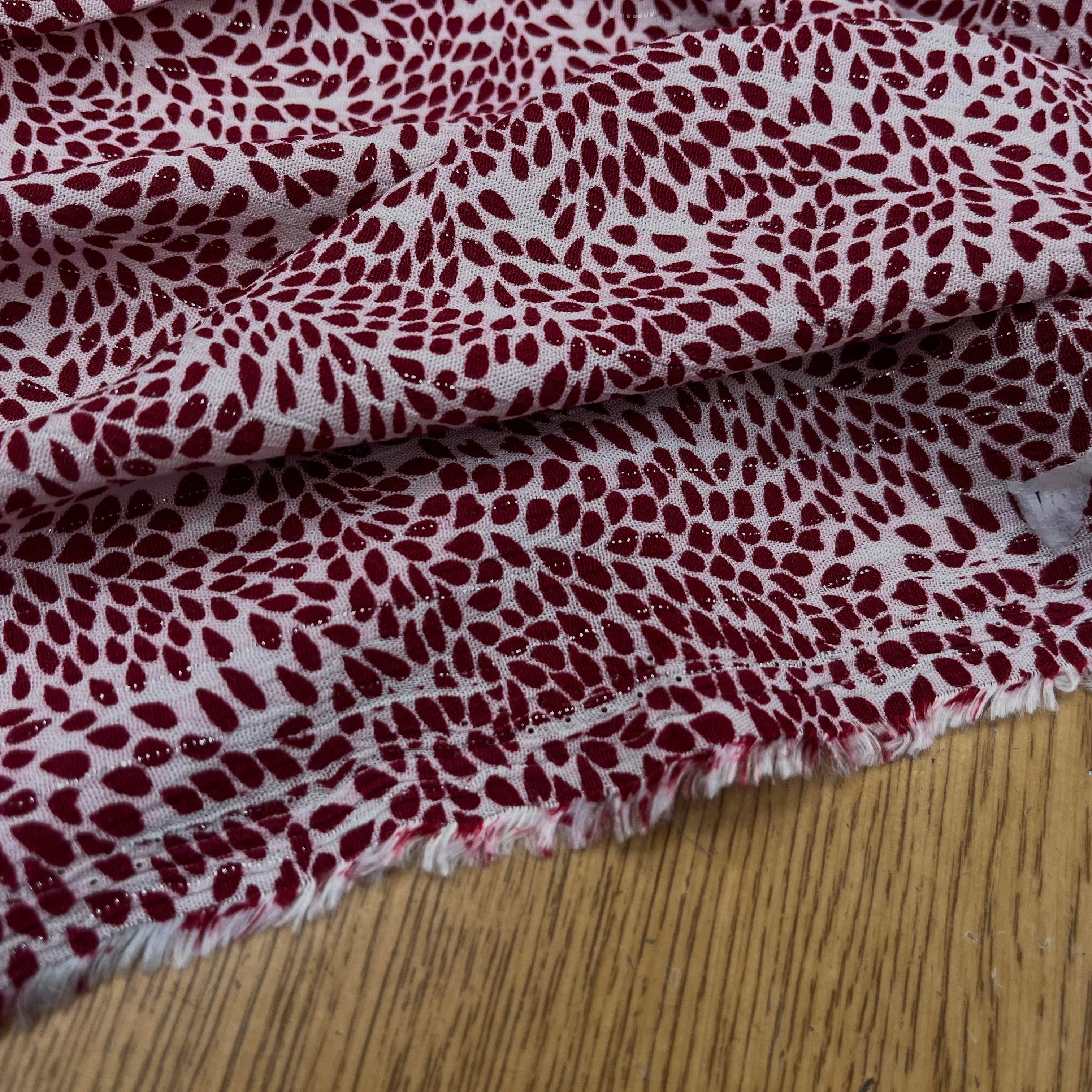 LUREX YORYU FOND BLANC FEUILLE ROUGE - My Little Coupon