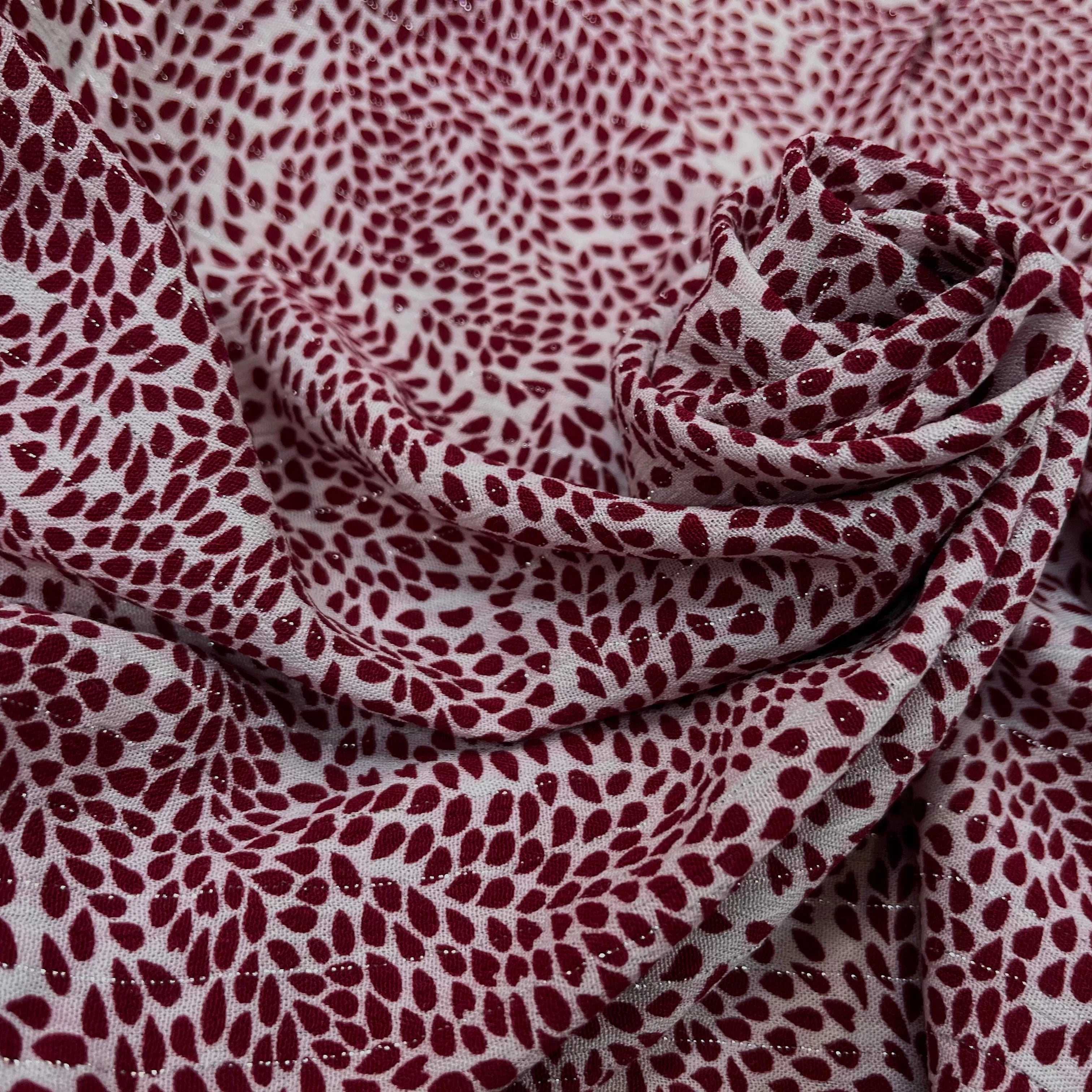 LUREX YORYU FOND BLANC FEUILLE ROUGE - My Little Coupon